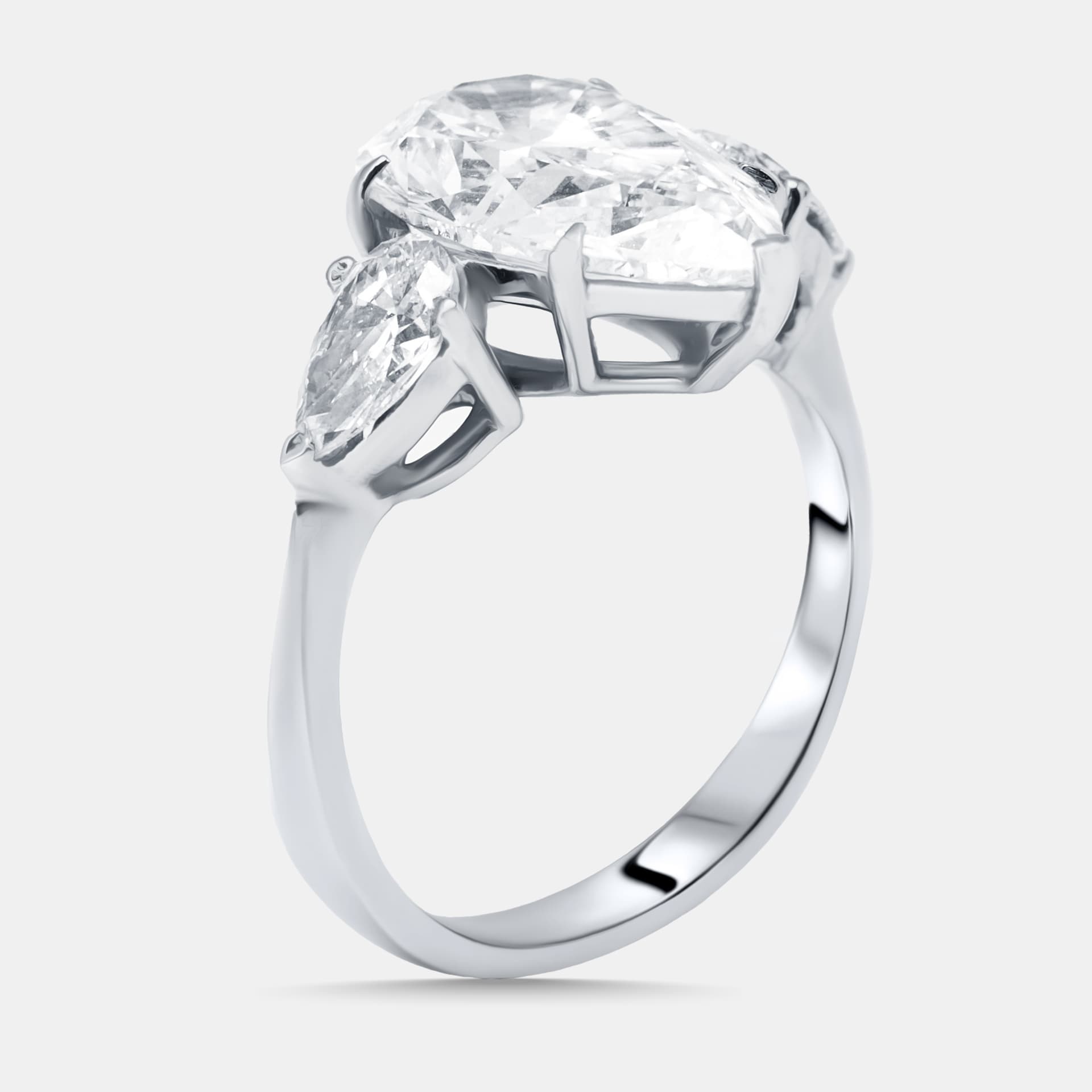 6.12 cts Pear Lab Grown Diamond 18K White Gold Ring Size 54