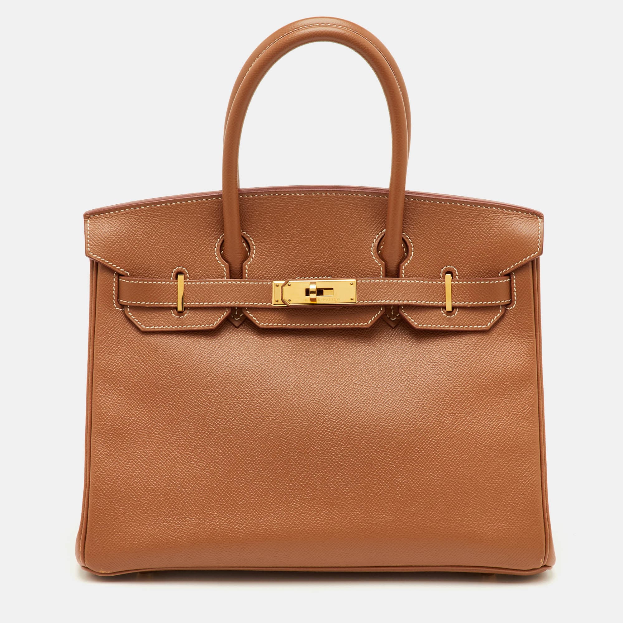 Hermes Birkin 30 Gold Finish Gold Courchevel Leather Tote