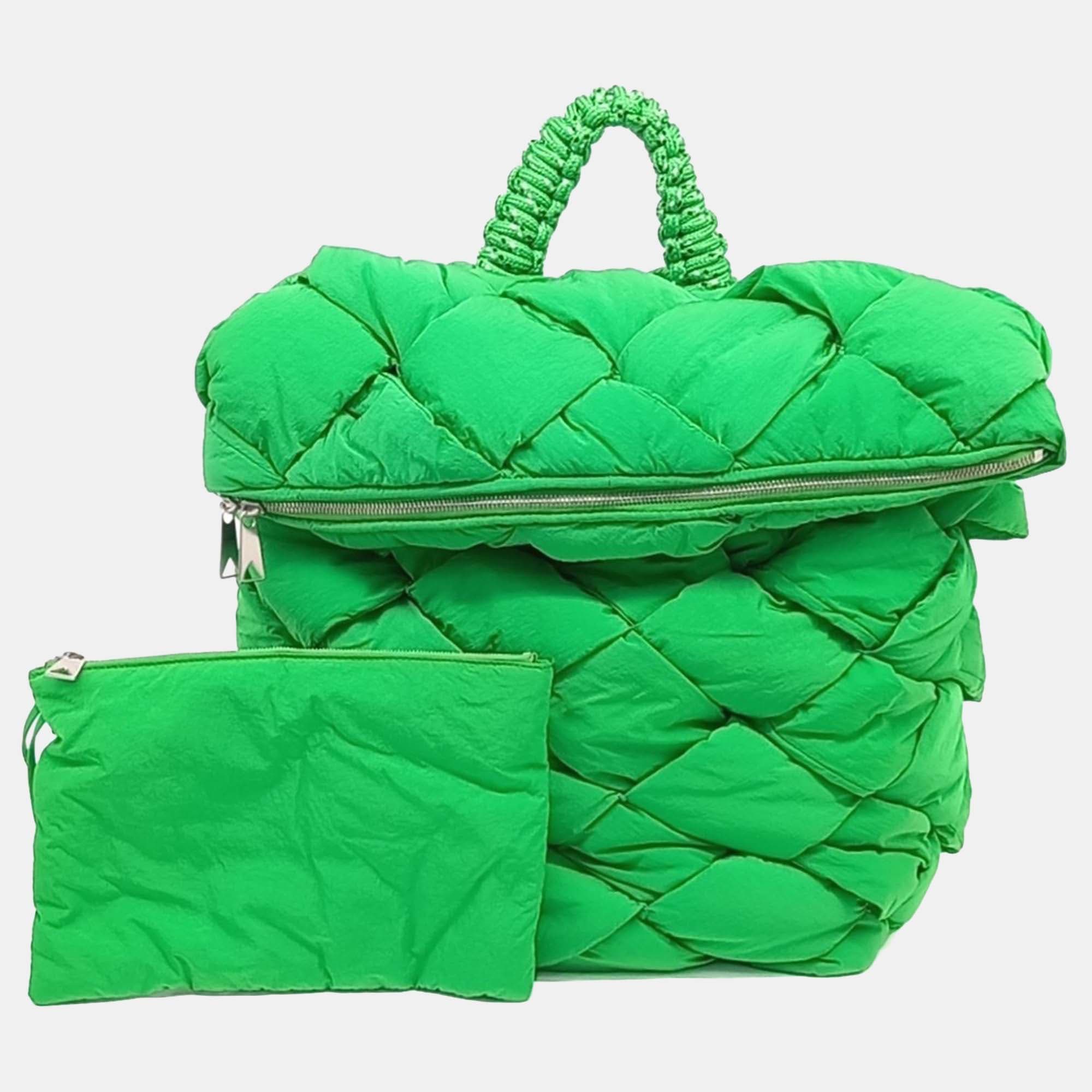 Bottega Veneta Green Fabric Cassette Backpack