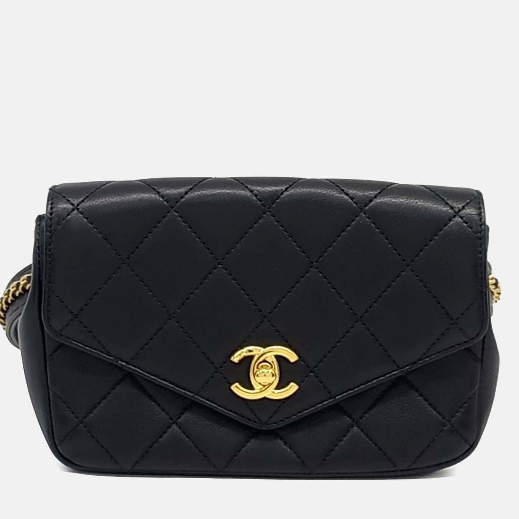 Chanel Black Leather Belt Bag