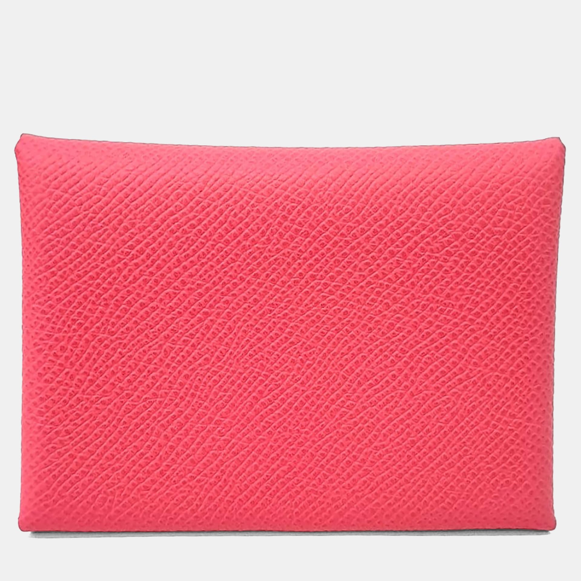 Hermes Pink Leather Calvi Duo Card Holder
