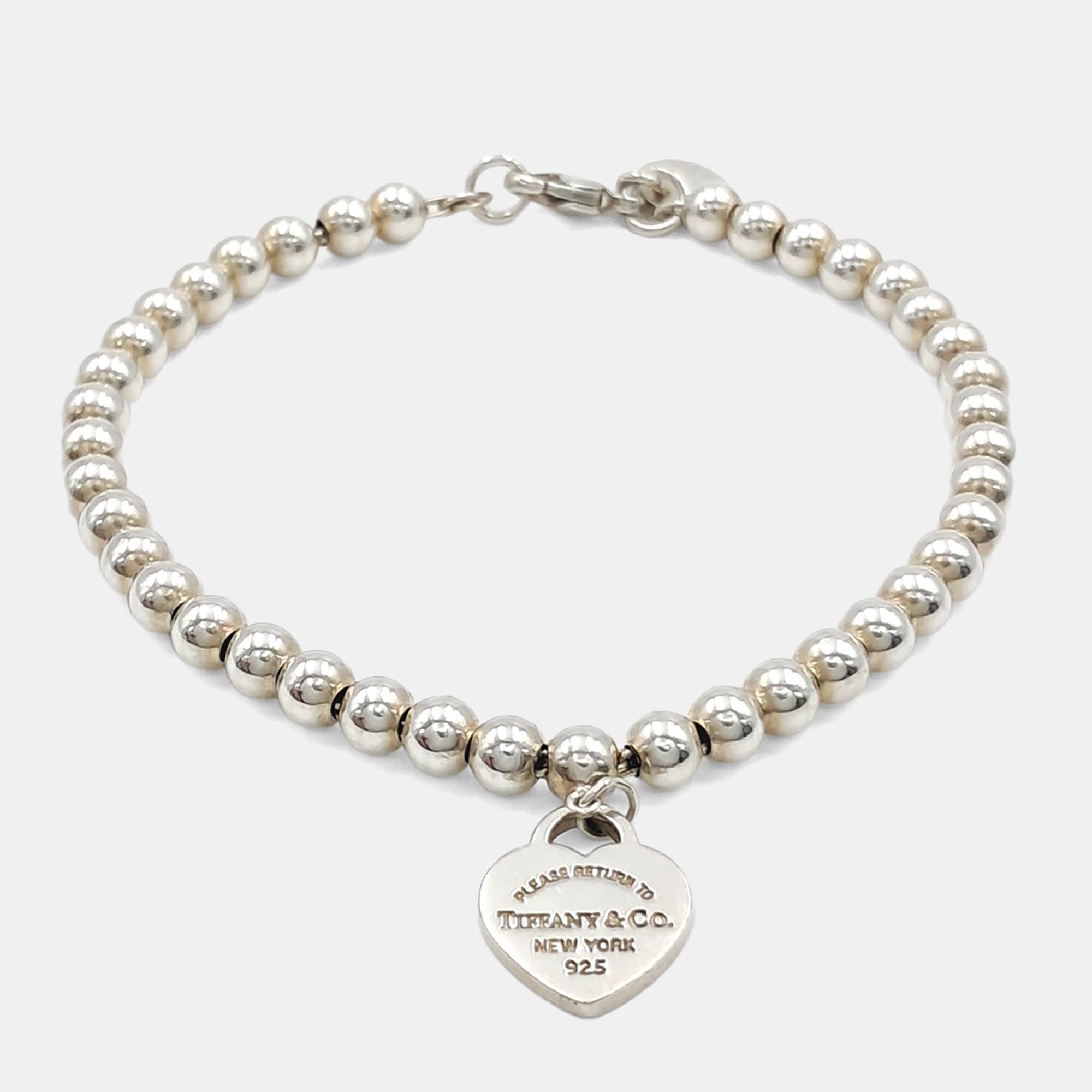 Tiffany & Co. Sterling Silver Return to Tiffany Heart Tag Bead Bracelet