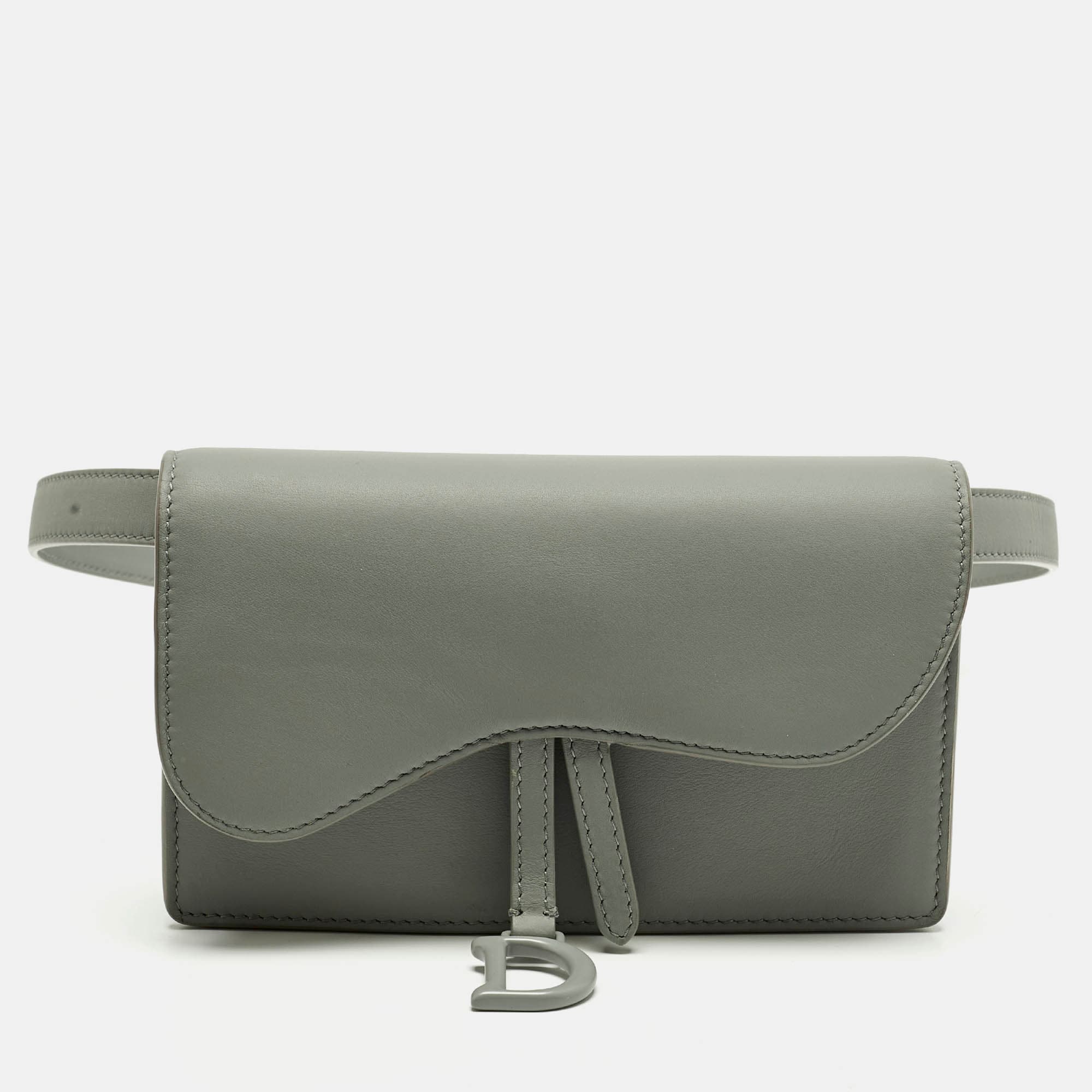 Dior Saddle Grey Leather Belt Bag