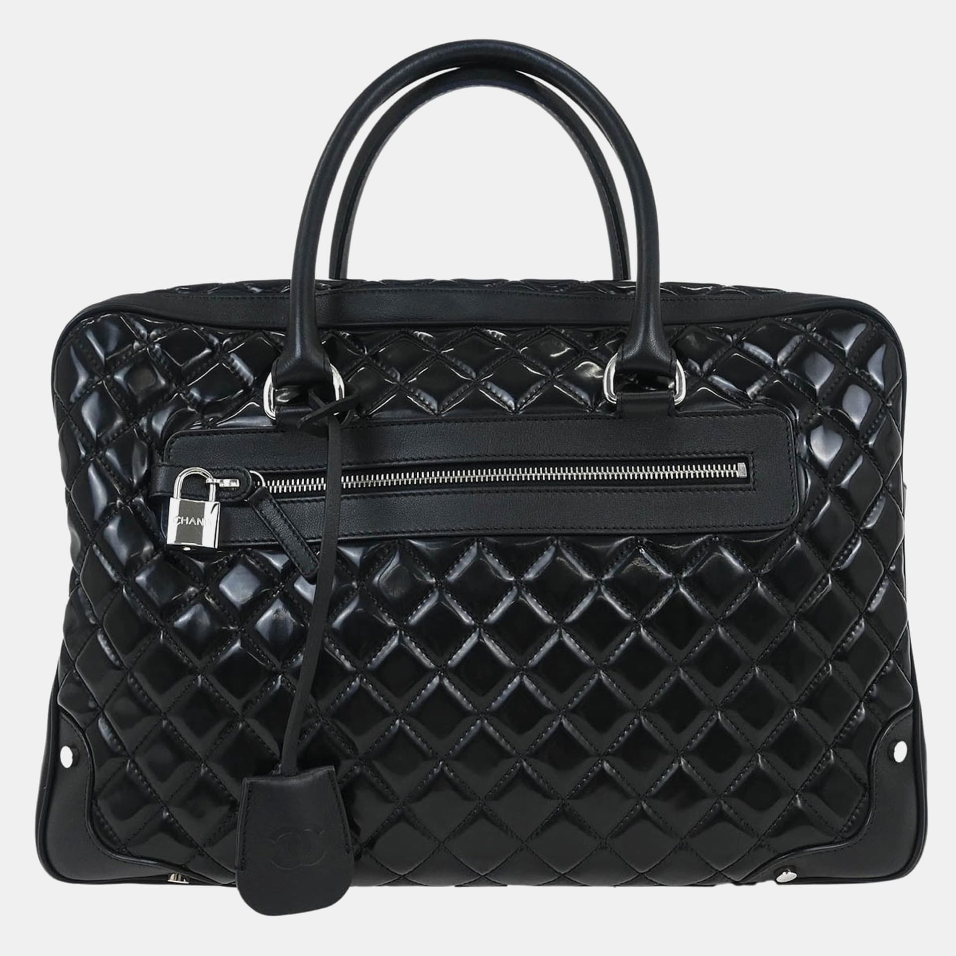 Chanel Duffle Black Patent Leather Duffel Bag