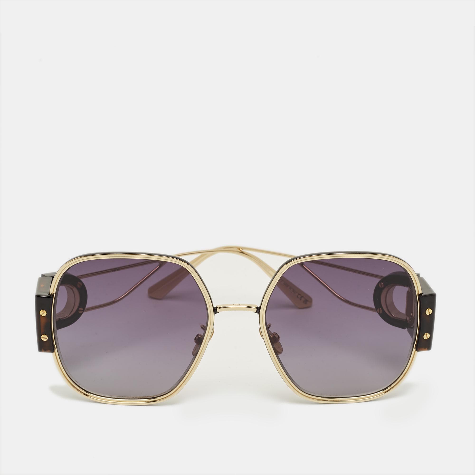 Dior Black/Gold Tone Montaigne S5U Square Sunglasses