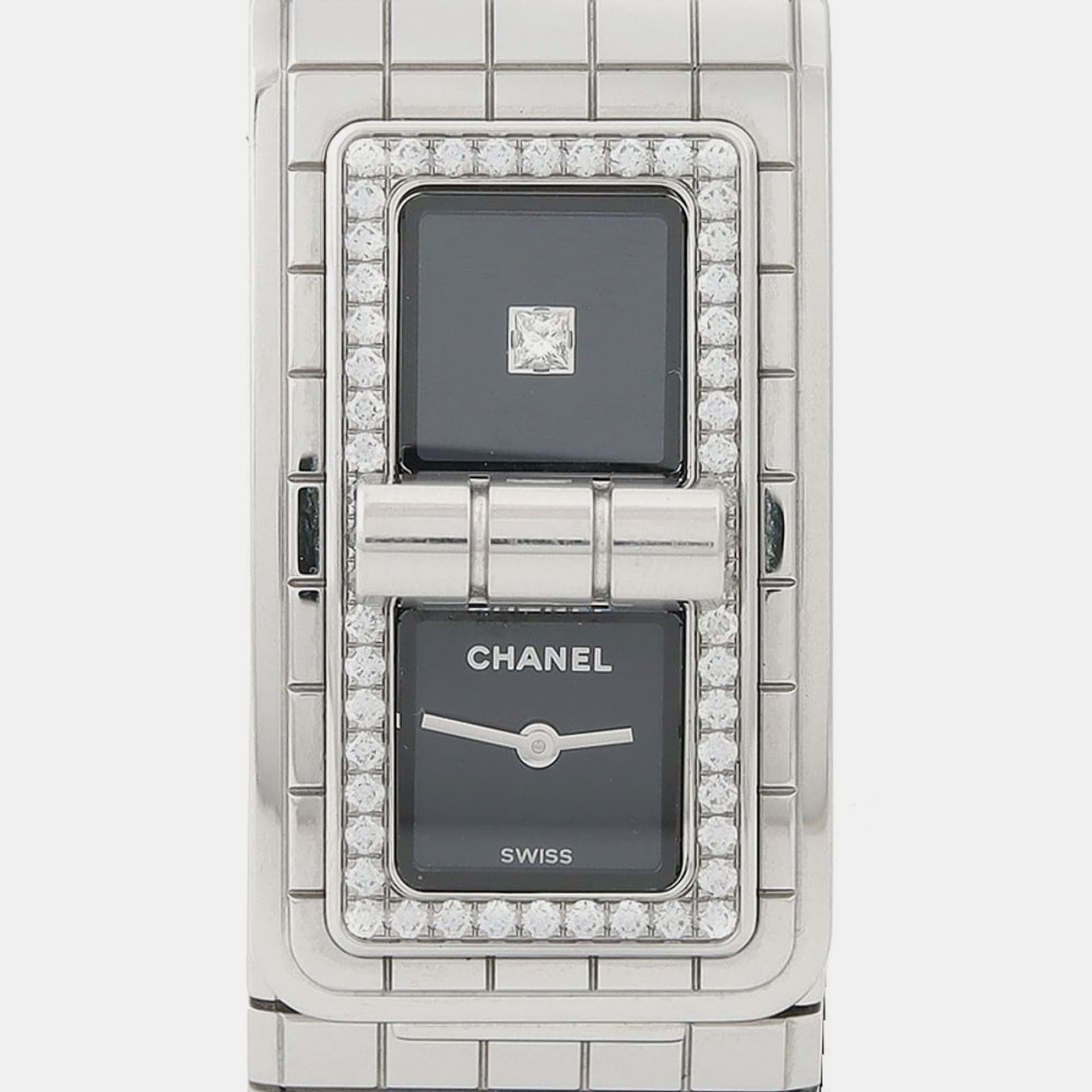 Chanel Code Coco H5145 Quartz Black Dial Stainless Steel Diamond Women's Wristwatch 21.5mm