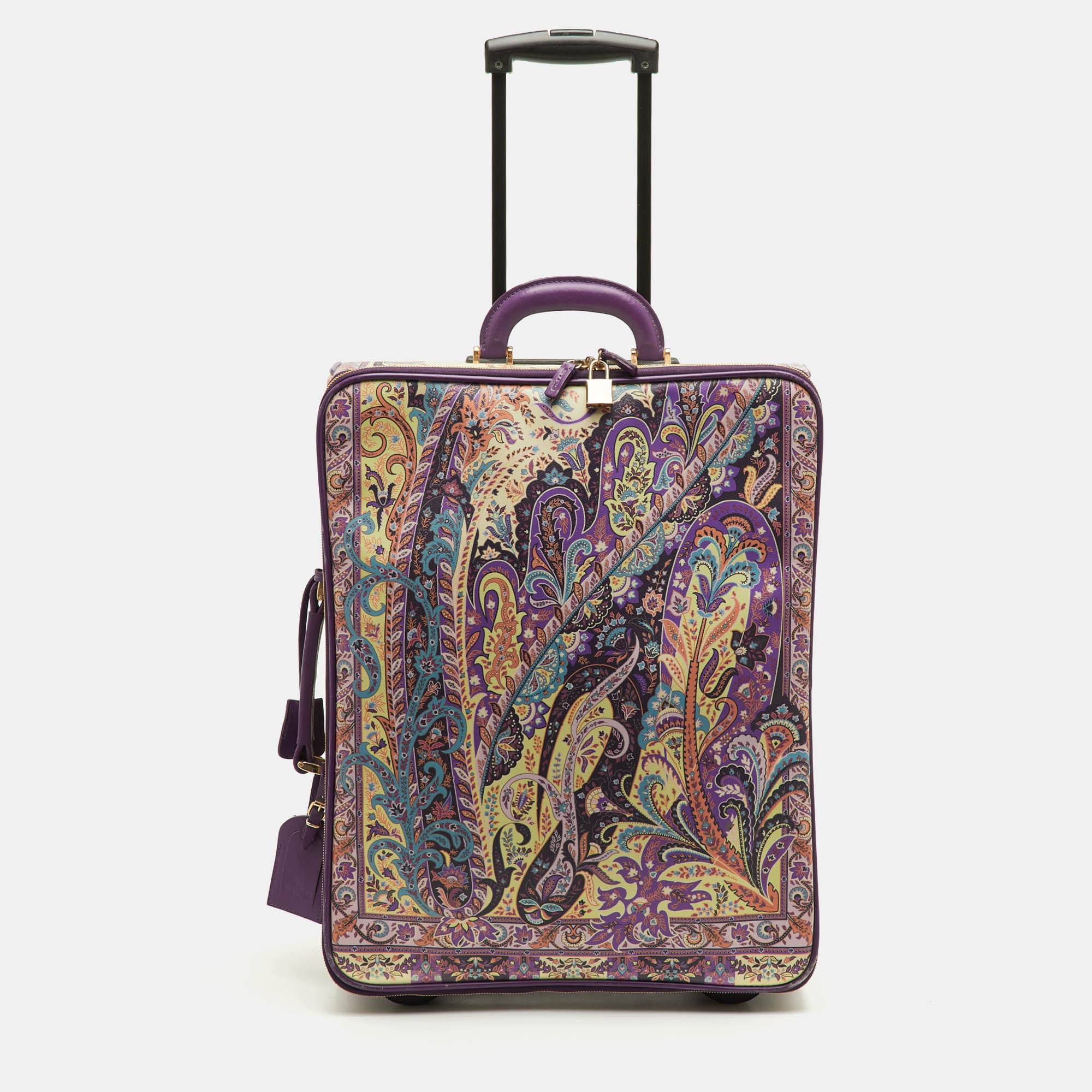 Etro Multicolor Paisley Print Coated Canvas and Leather Rolling Suitcase