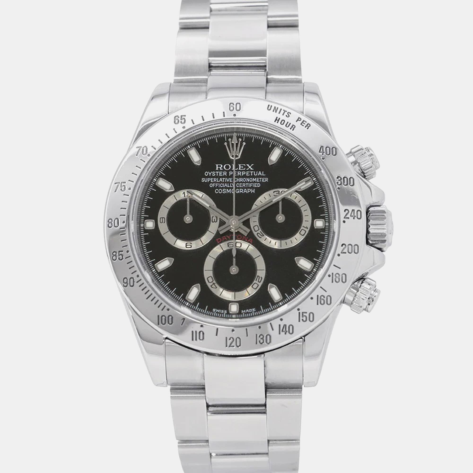 Rolex Cosmograph Daytona 116520 Automatic Black Stainless Steel Men's Wristwatch 40 mm