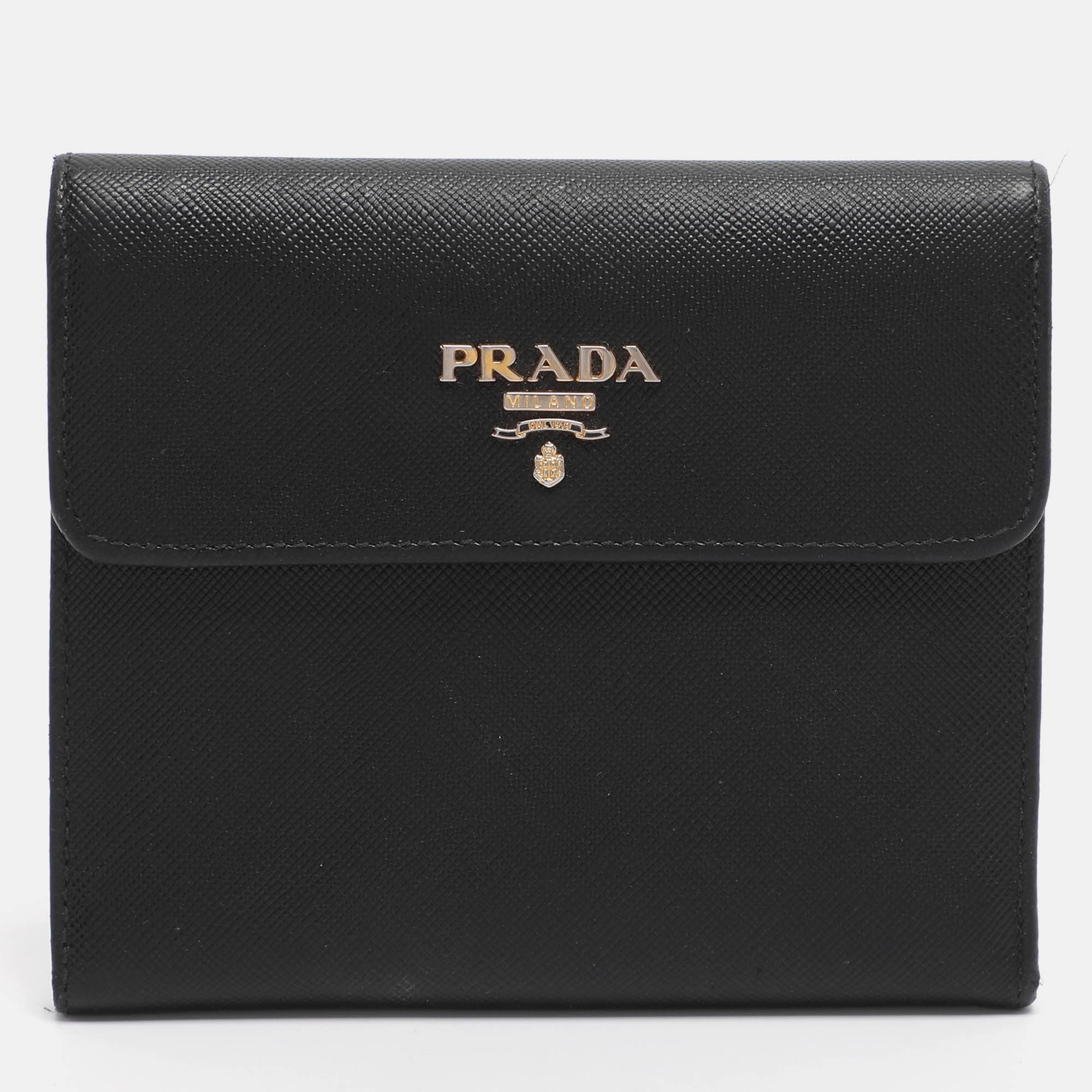 Prada Black Saffiano Lux Leather Bifold Wallet