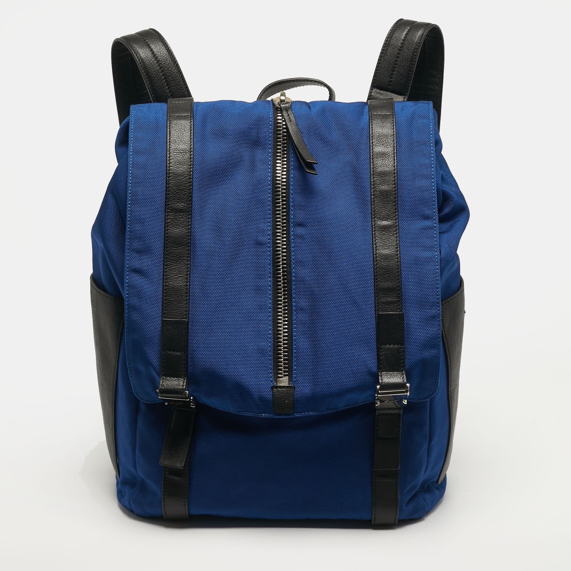 Giuseppe Zanotti Blue/Black Nylon Flap Backpack