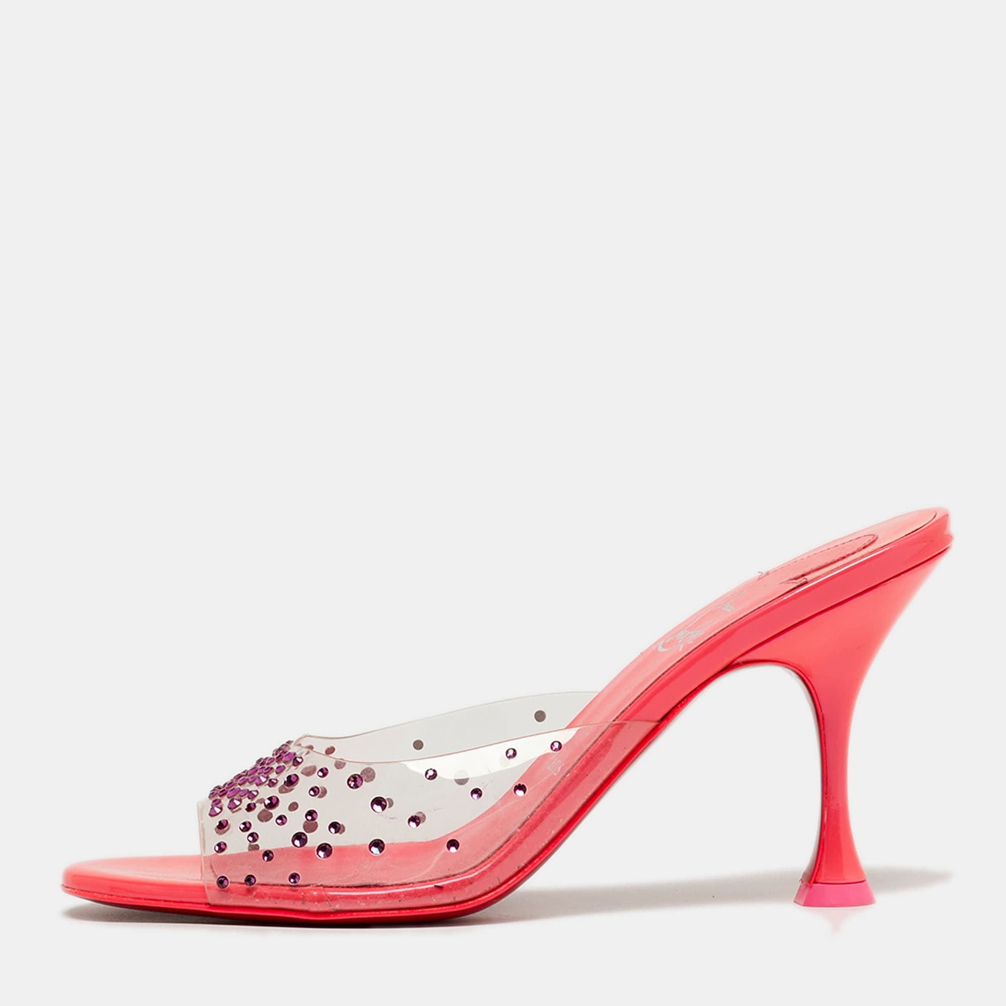 Christian Louboutin Degramule Size 38 Transparent PVC Slide Sandals