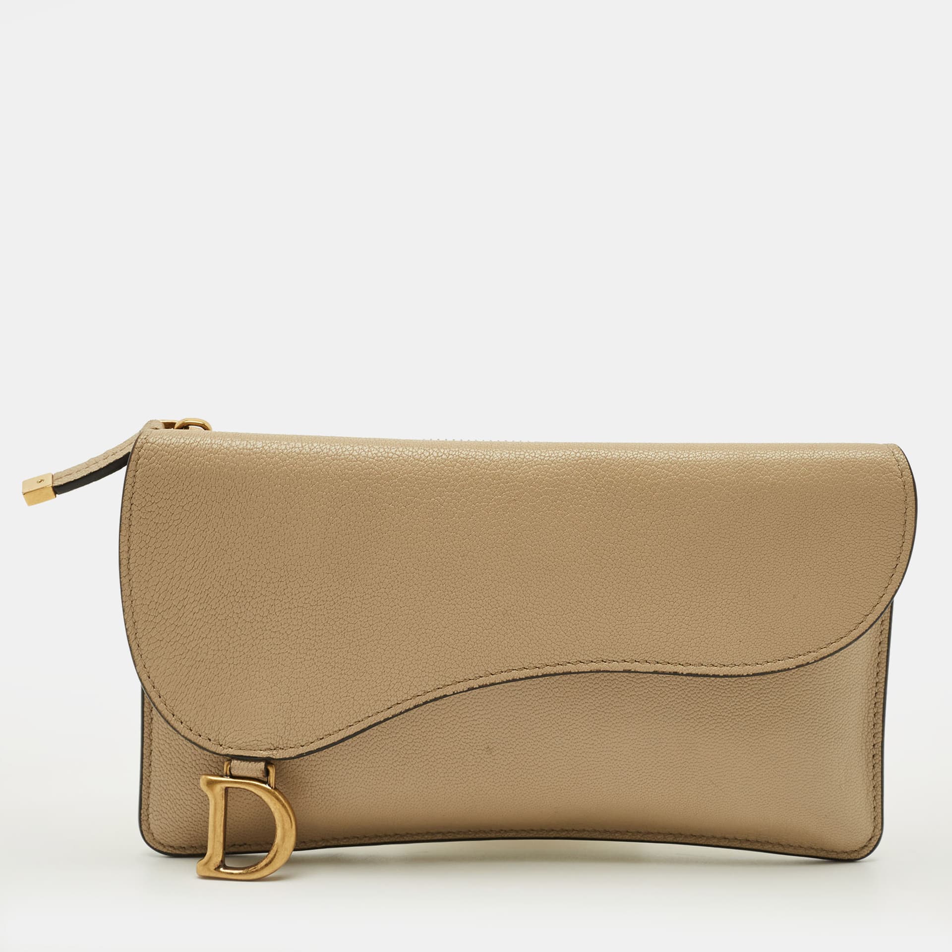 Dior Saddle Cosmos Zipped Beige Leather Continental Wallet