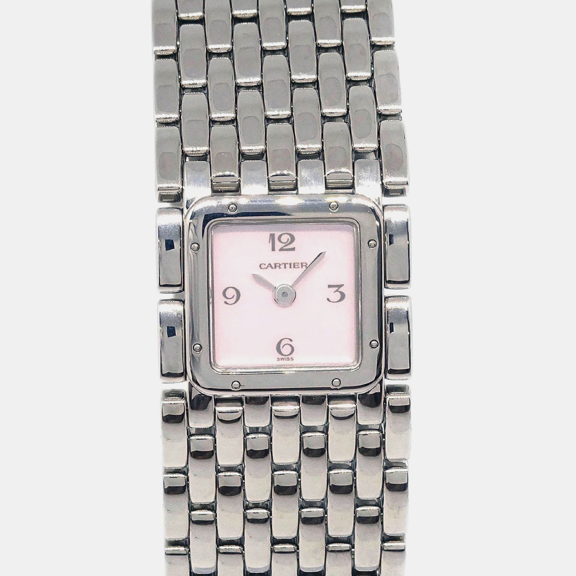 Cartier Panthere Ruban 2420 Quartz MOP Stainless Steel Women's Wristwatch 22 mm