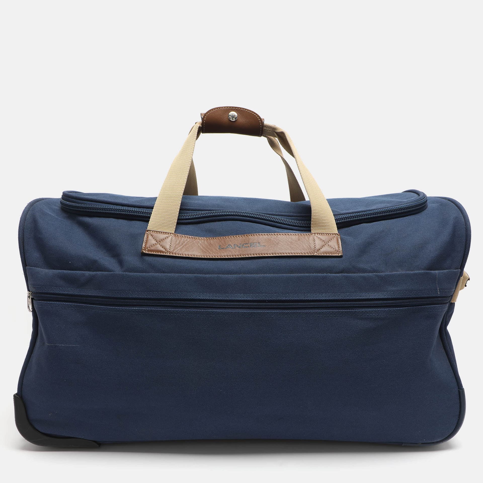 Lancel Blue Balistic Nylon and Leather Rolling Trolley Luggage