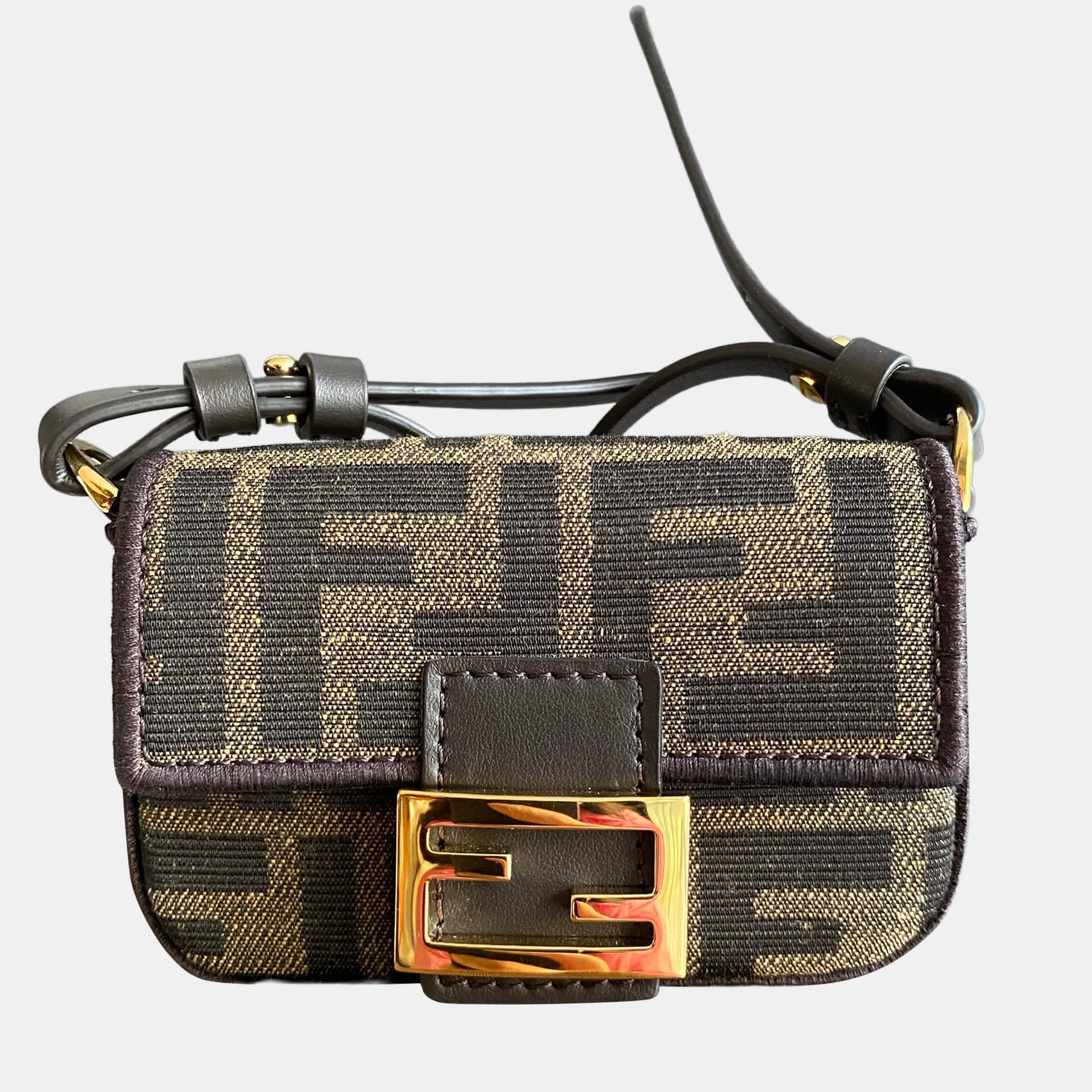 Fendi Mini baguette shoulder bag monogram with charm
