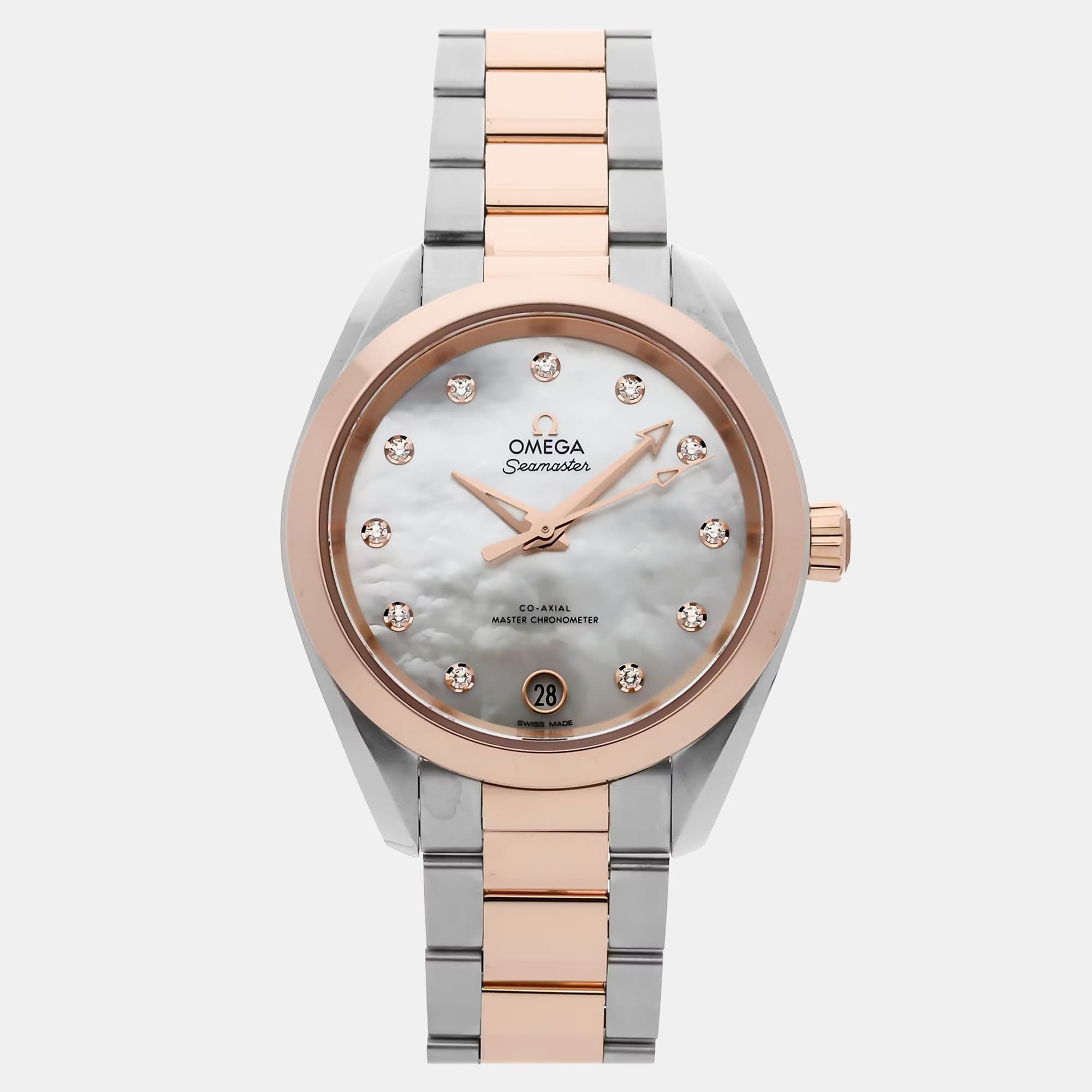 Omega Seamaster Aqua Terra 220.20.34.20.55.001 Automatic Mother of Pearl Dial Stainless Steel Women's Wristwatch 34mm