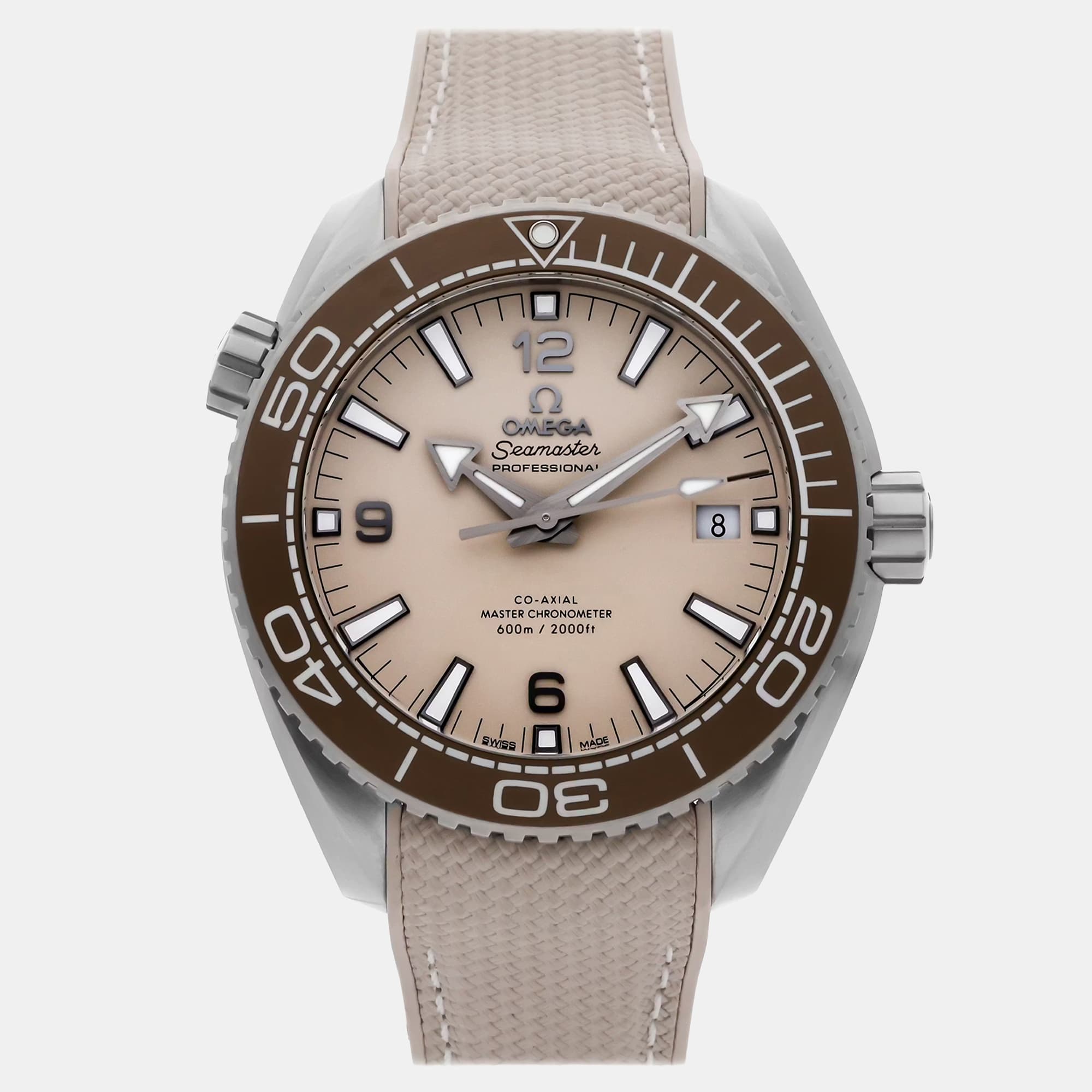 Omega Seamaster Planet Ocean 600M 215.32.44.21.09.001 Automatic Beige Dial Stainless Steel Men's Wristwatch 43mm