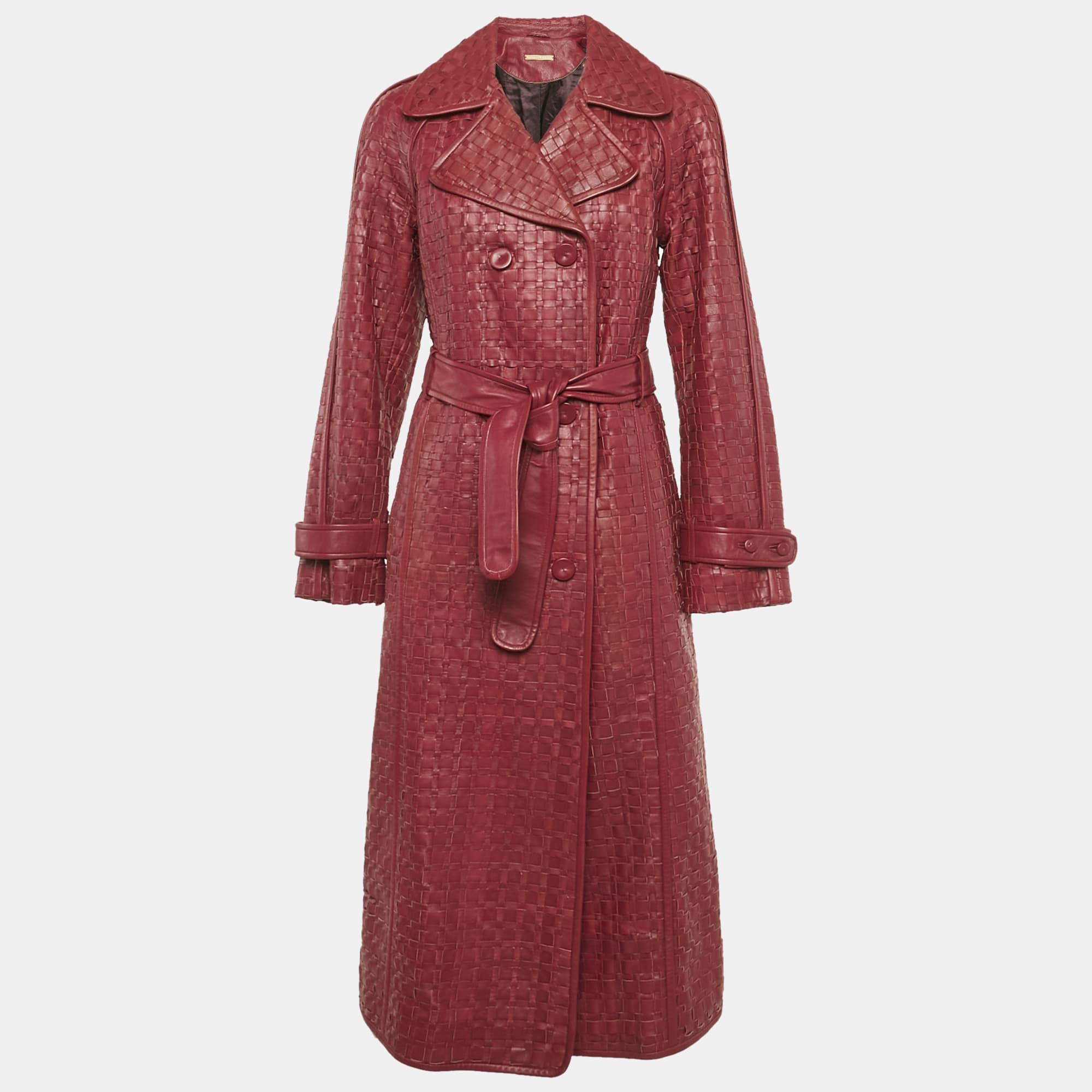 Richards Radcliffe Burgundy Real Leather Cadogan Hand Woven Coat M