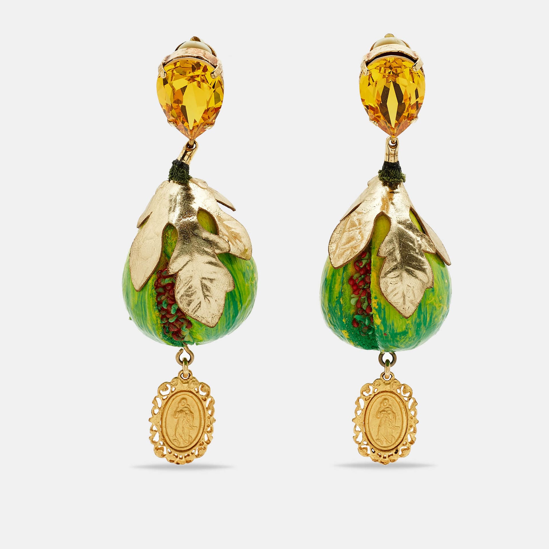 Dolce & Gabbana Crystal Fig Clip-On Earrings