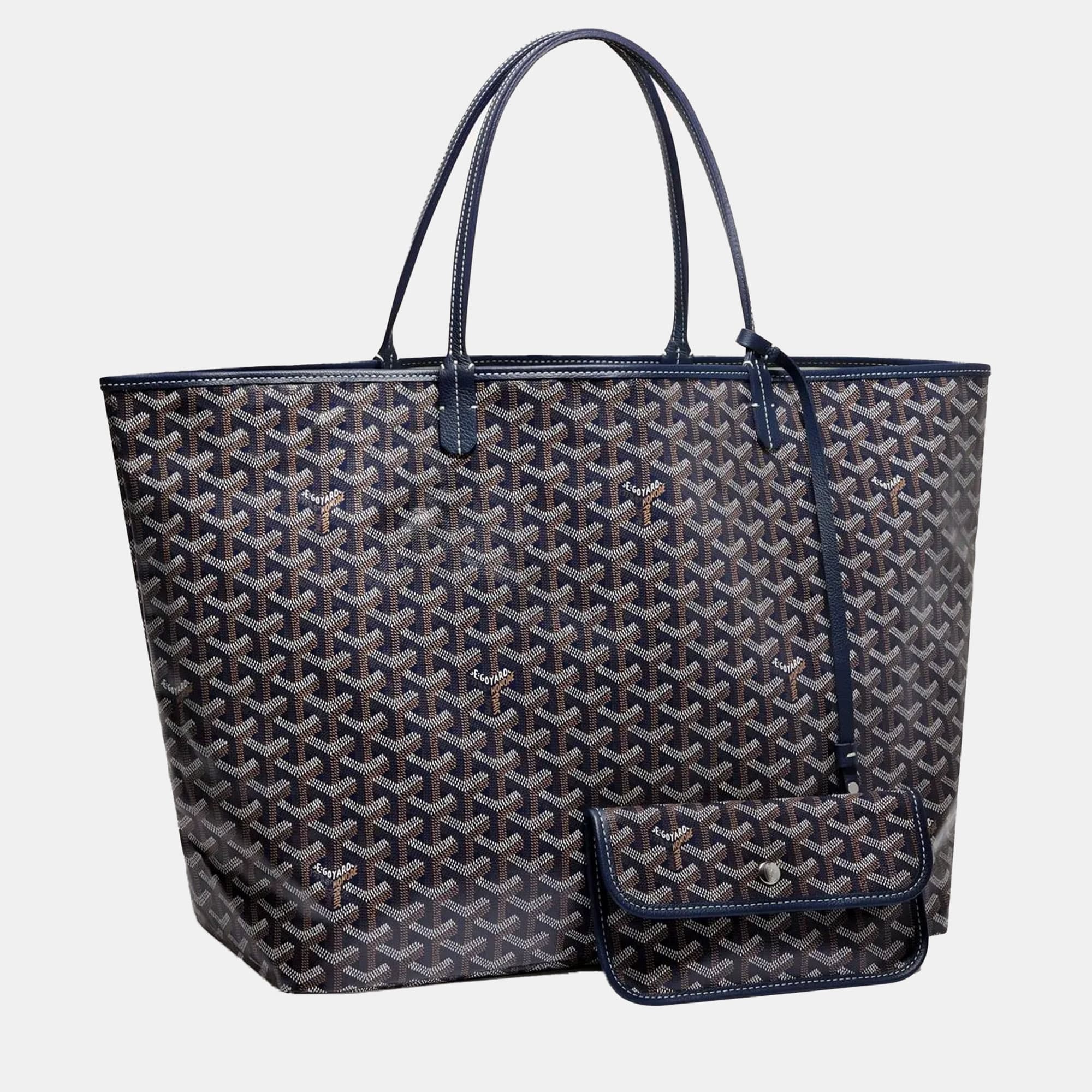 Goyard Navy Blue Goyardine Coated Canvas and Leather Saint Louis GM Tote Bag