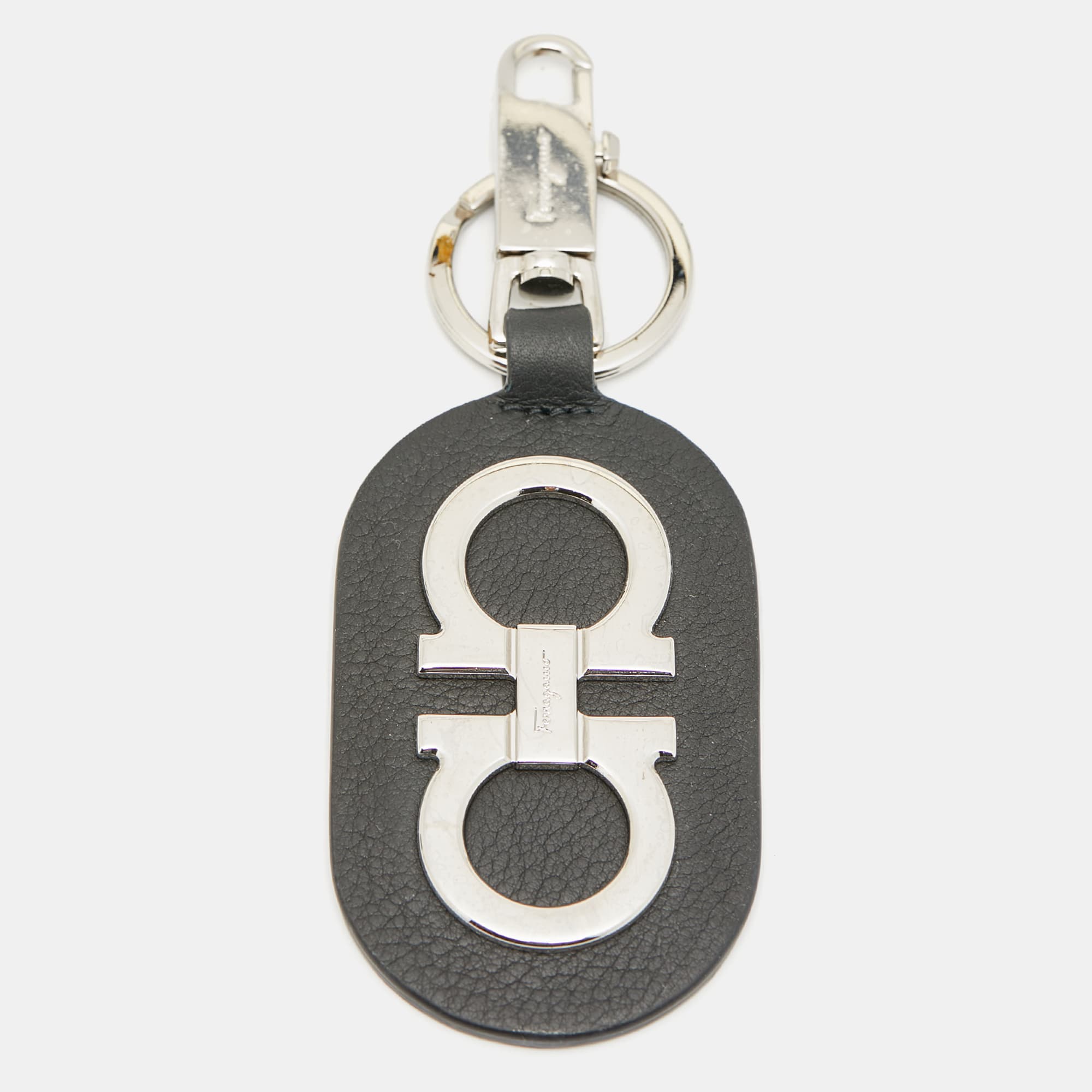Salvatore Ferragamo Gancini Key Chain Black Leather