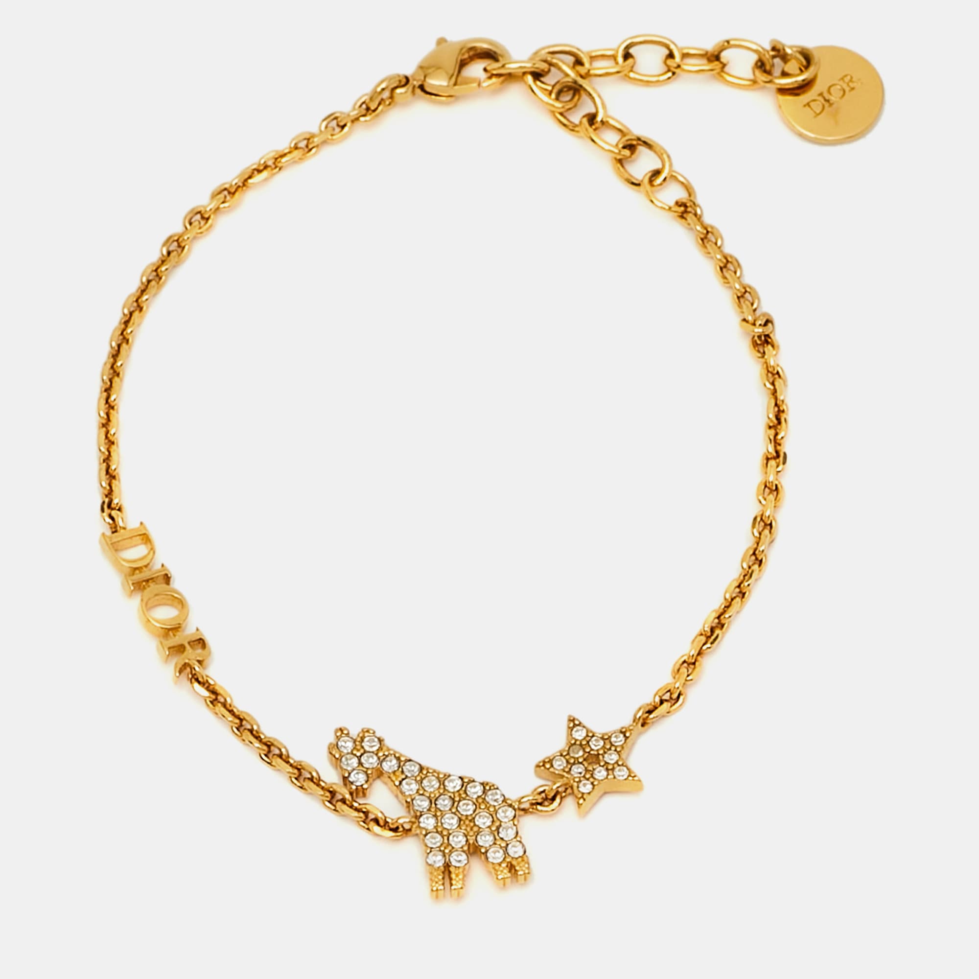 Dior Giraffe Crystals Gold Tone Bracelet