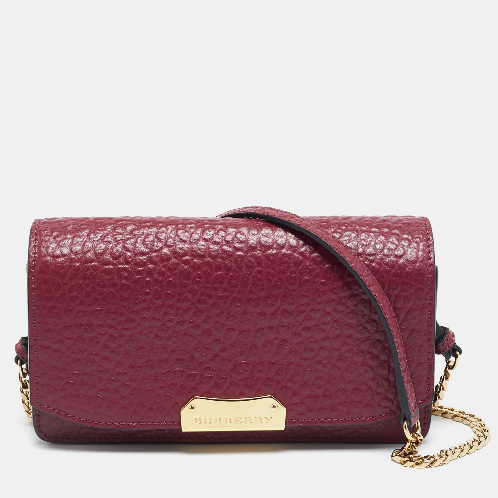 Burberry Madison Burgundy Leather Wallet on Chain