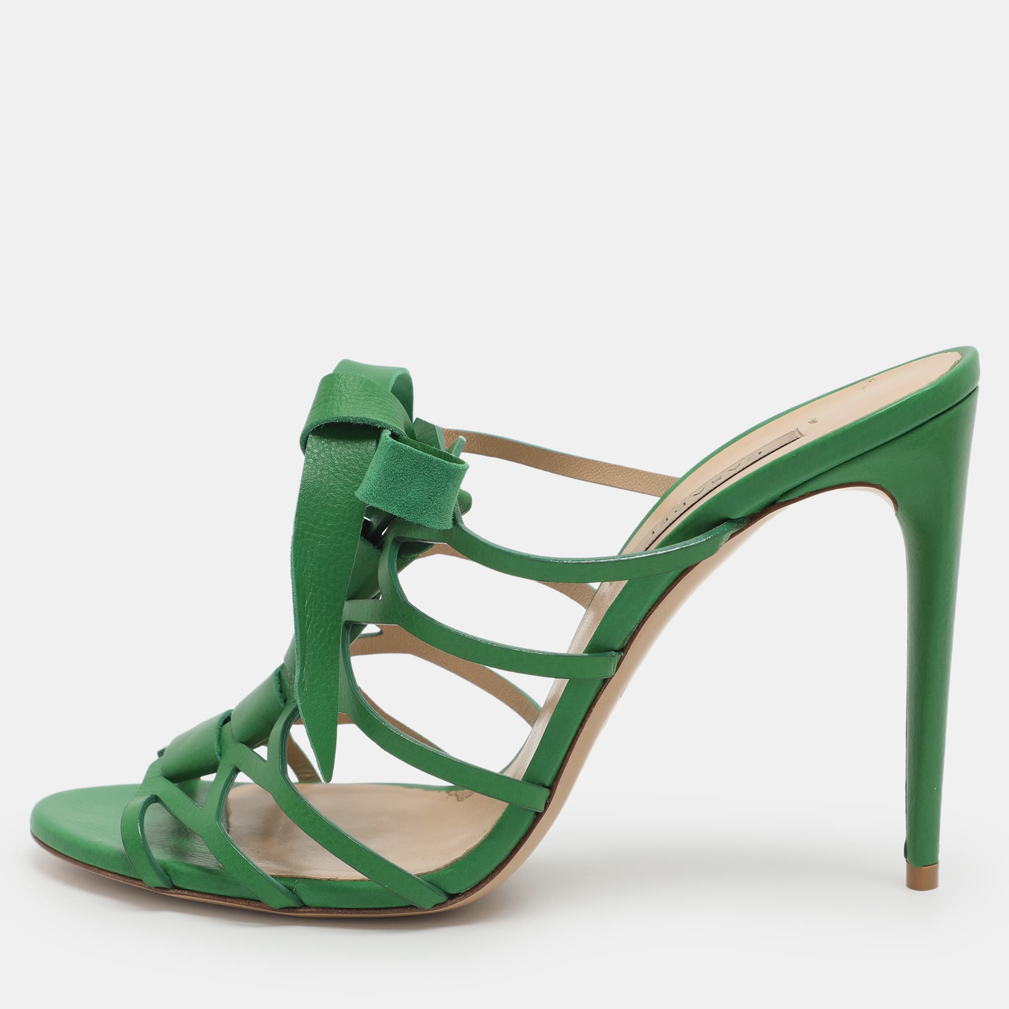Casadei Size 41 Green Leather Gladiator Sandals