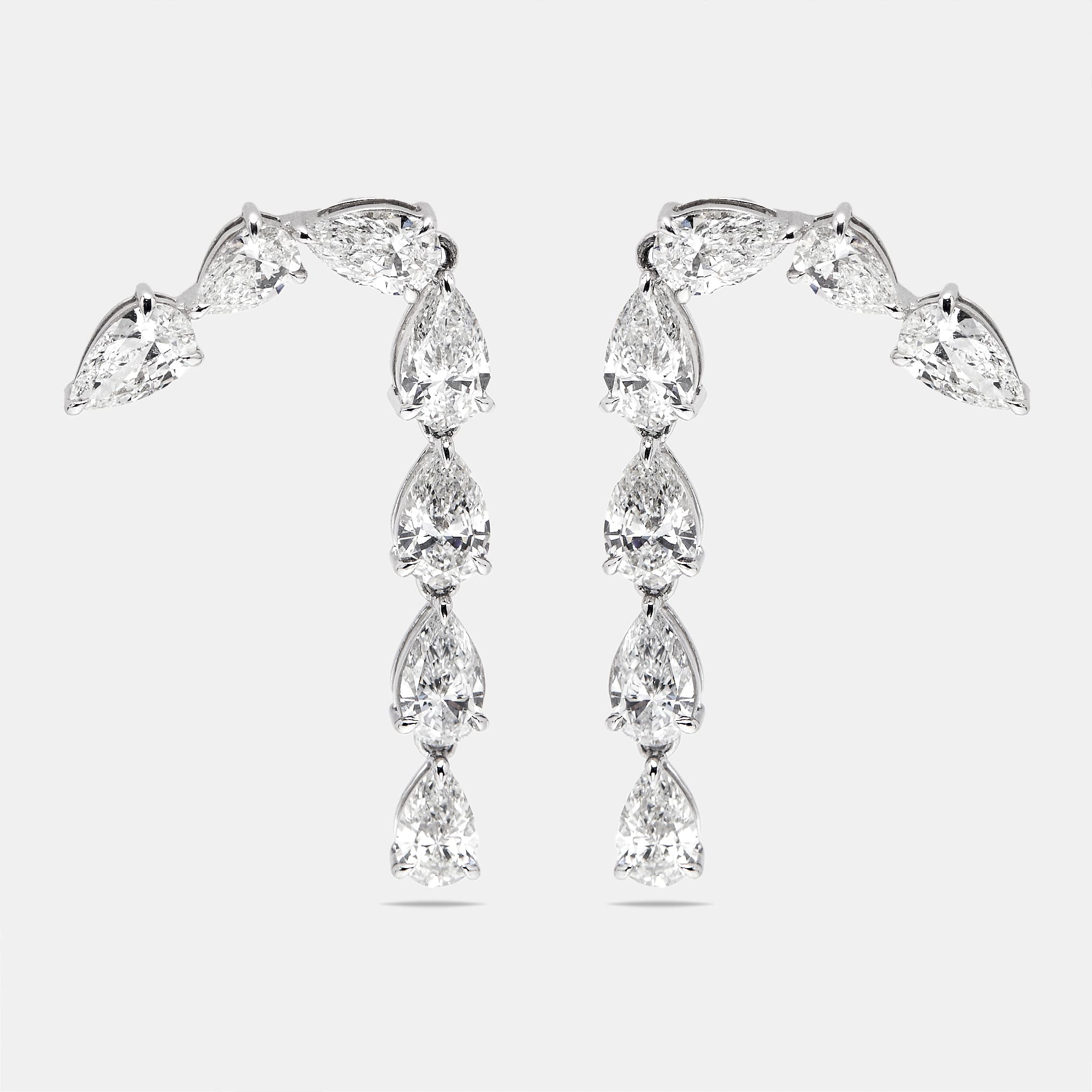 8.00 cts Pear Lab Grown Diamonds 18k White Gold Earrings