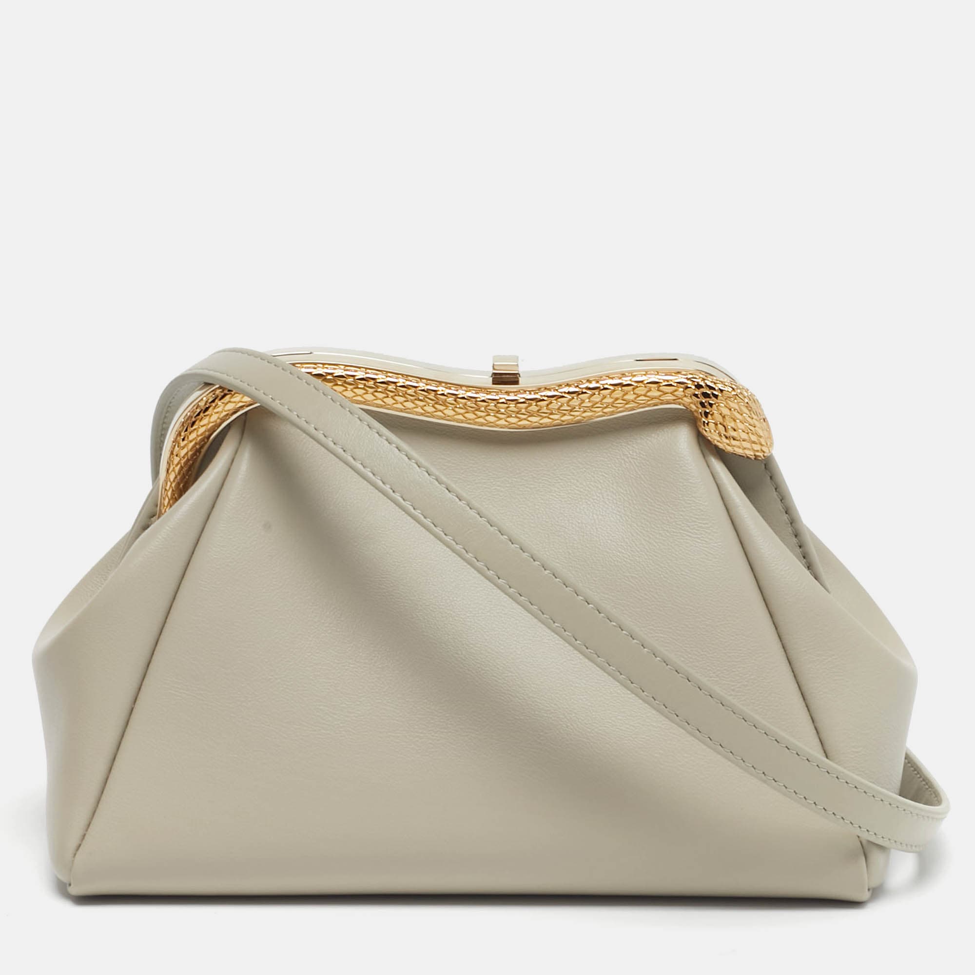 Bvlgari Serpenti Small Beige Leather Pouch