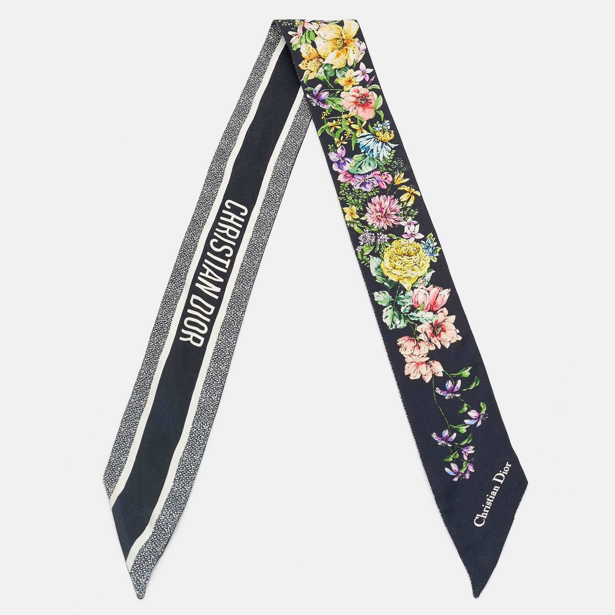 Dior Midnight Blue Floral Print Silk Mitzah Scarf