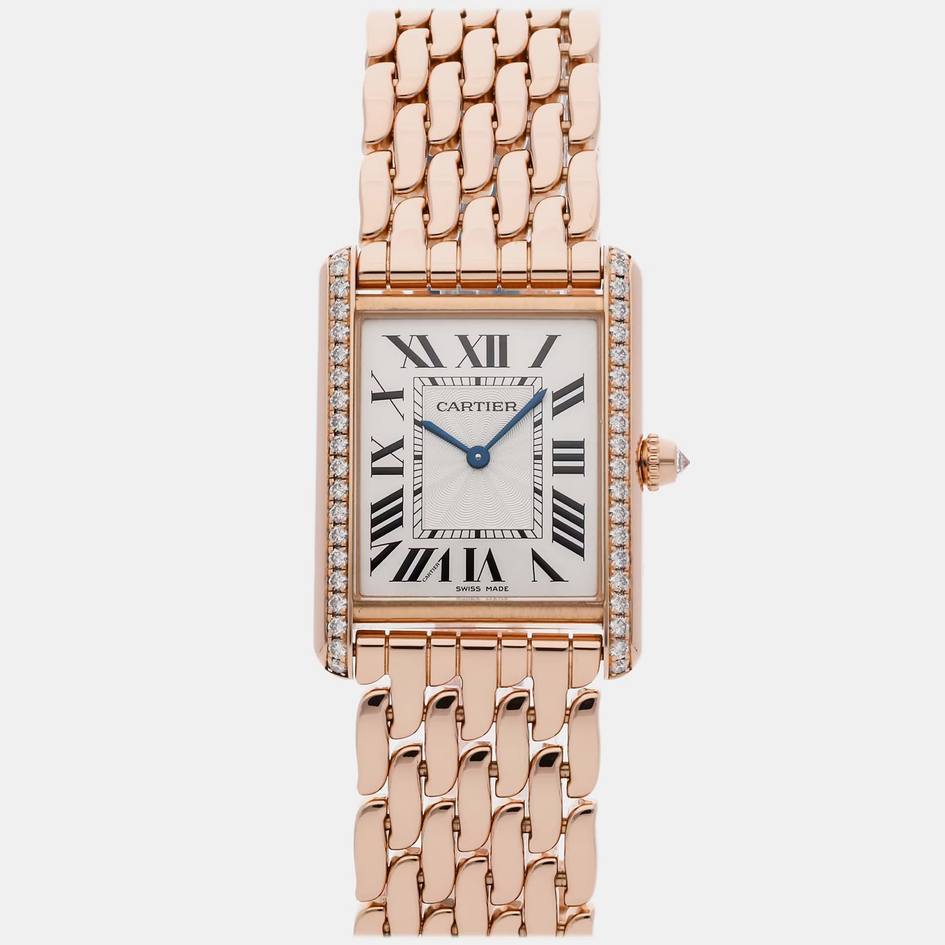 Cartier Tank Louis WJTA0021 White 18K Rose Gold Diamond Manual Winding Women's Wristwatch 33x25mm