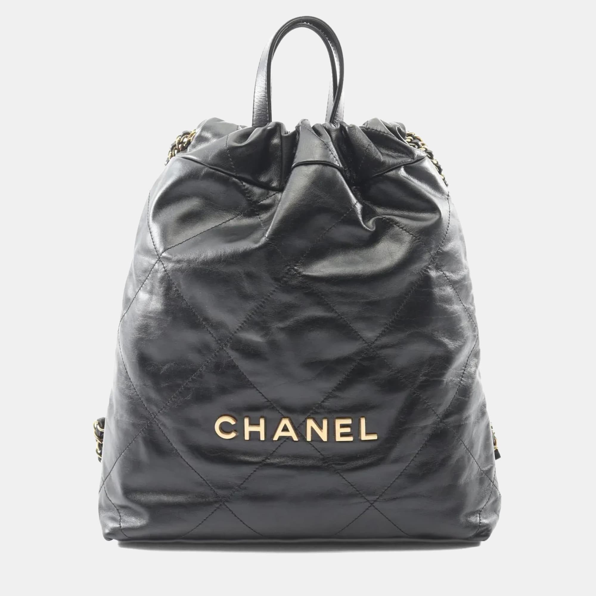 Chanel Chanel 22 Small Black Leather Backpack