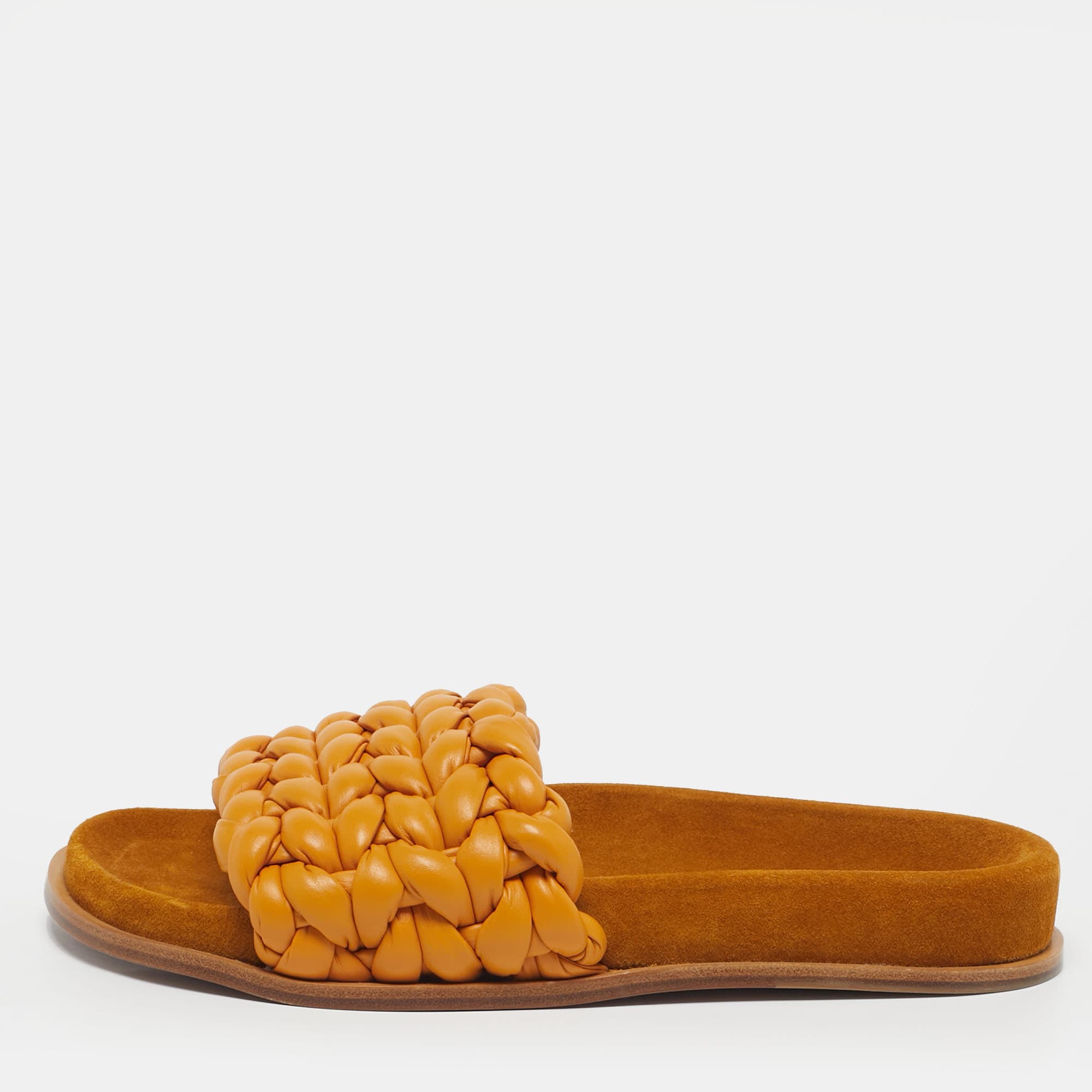 Chloe Kacey Size 36 Brown Woven Leather Flat Sandals