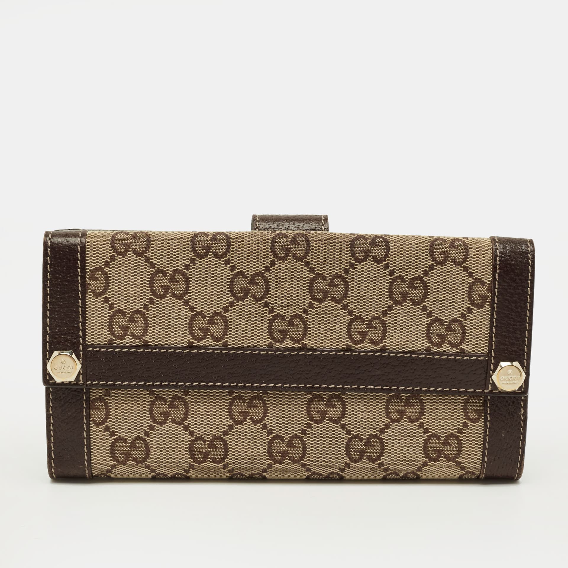 Gucci Beige/Brown GG Canvas and Leather French Wallet