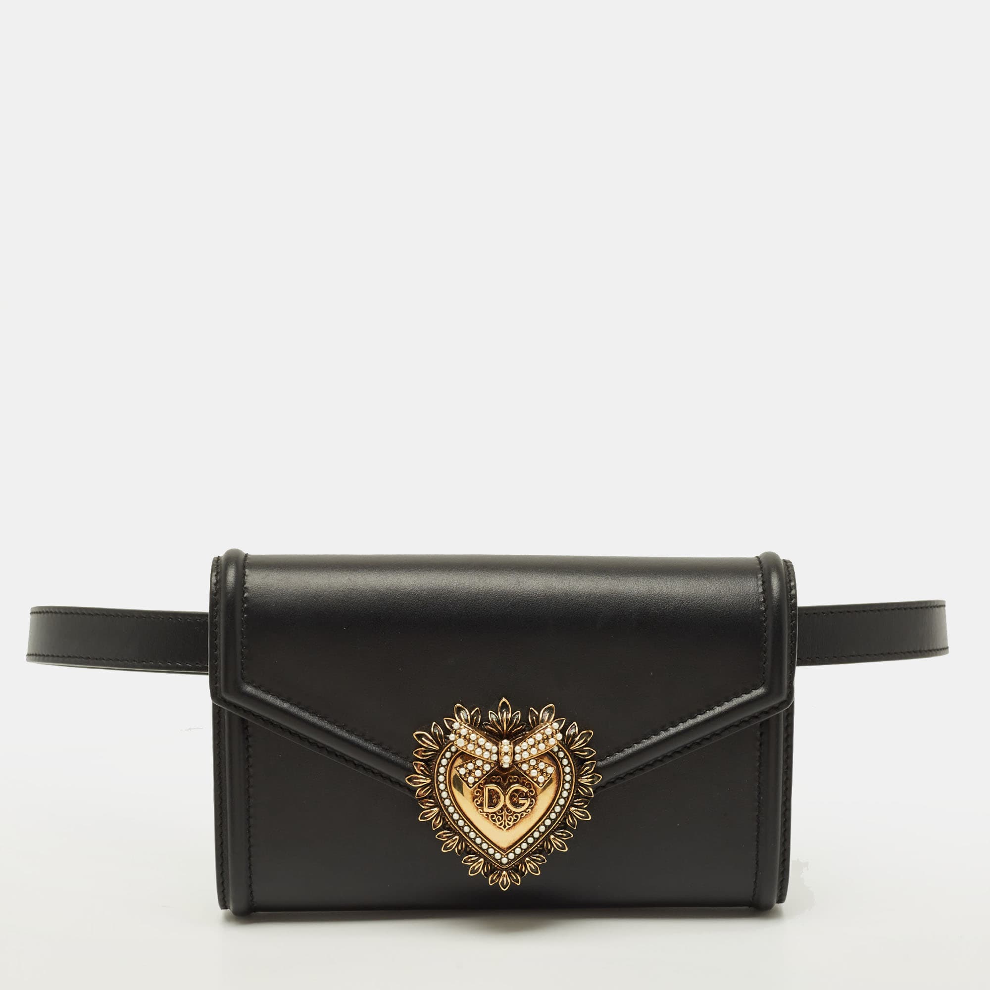 Dolce & Gabbana Devotion Black Leather Belt Bag