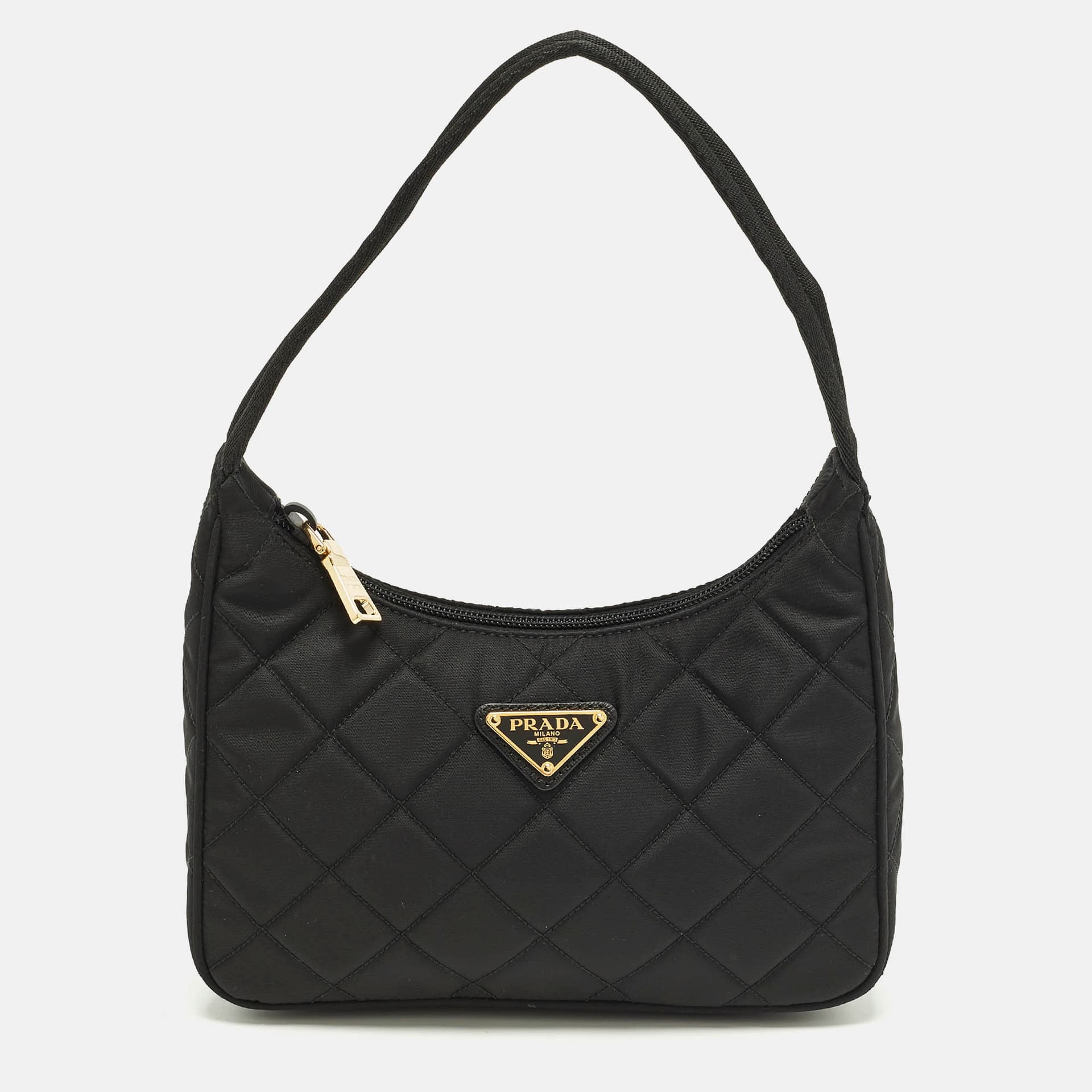 Prada Re-Nylon Black Quilted Nylon Tessuto Shoulder Bag