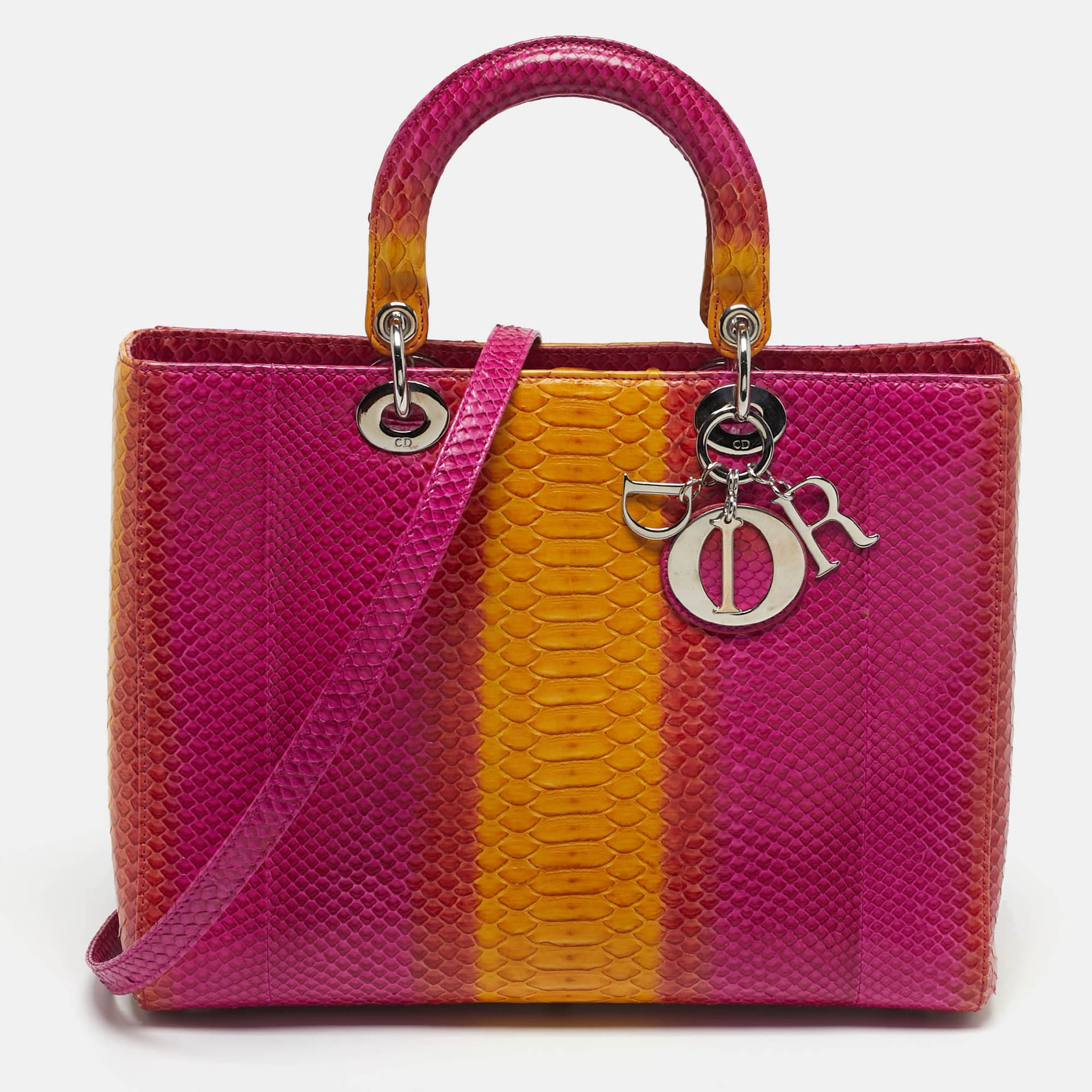 Dior Lady Dior Large Tricolor Python Tote