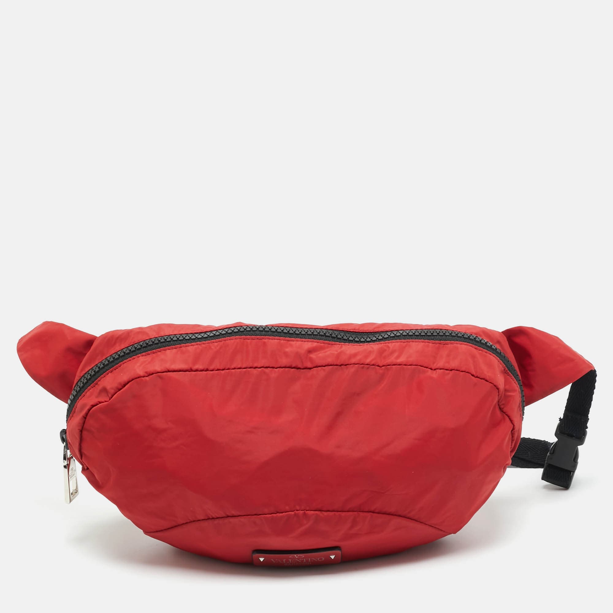 Valentino Red Nylon Belt Bag