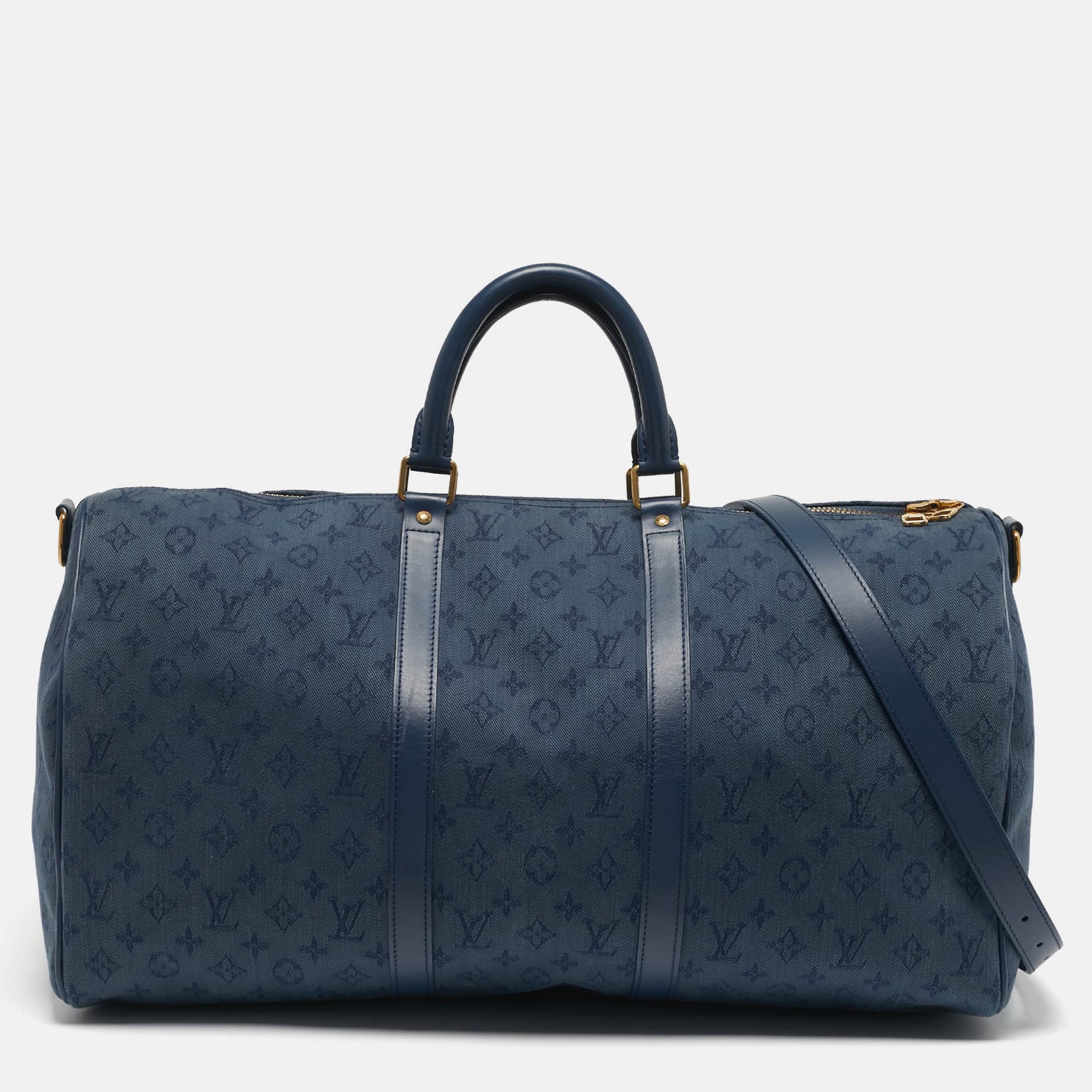 Louis Vuitton Keepall Bandouliere 50 Navy Monogram Denim Duffel Bag