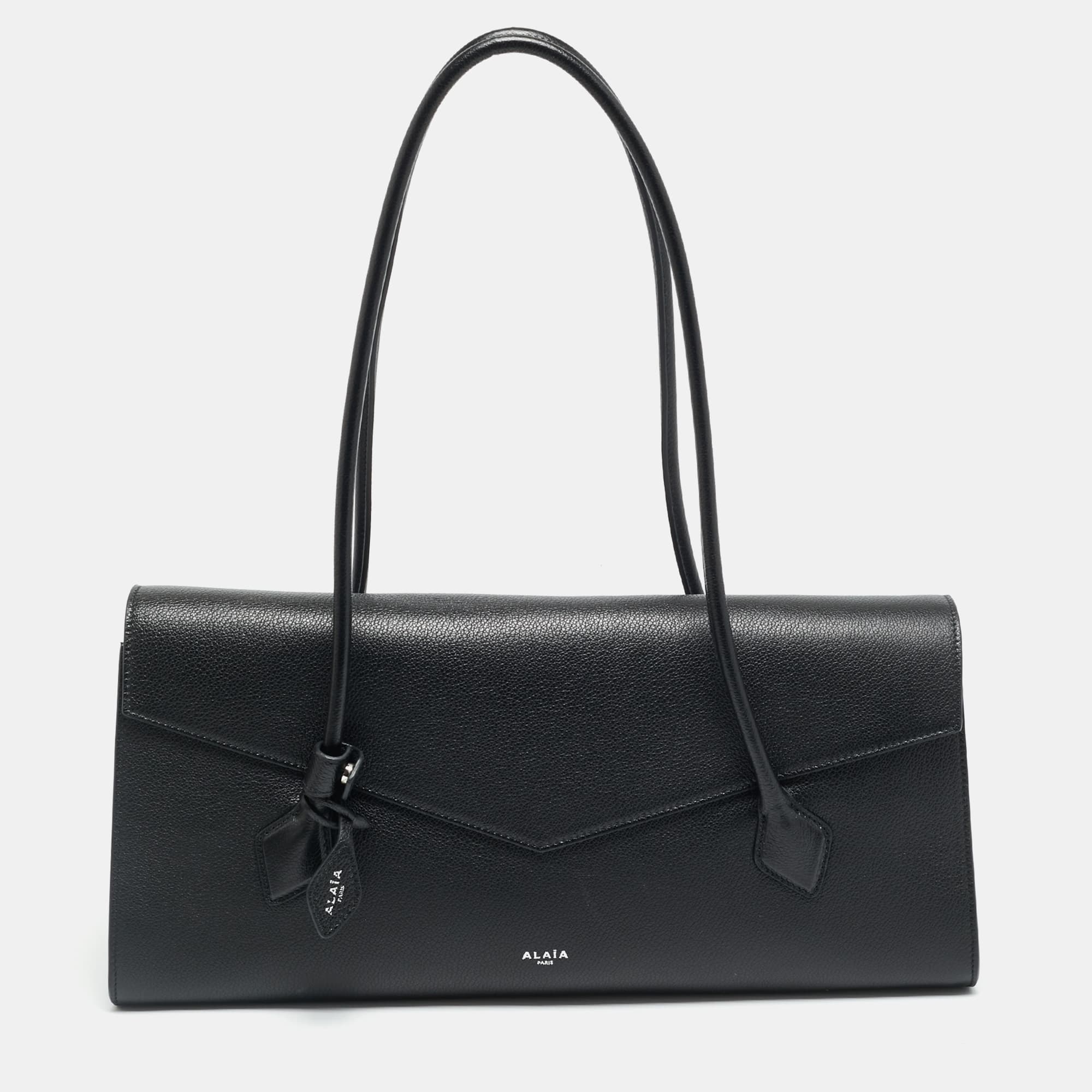 Alaia Le Teckel Flap Black Leather Tote