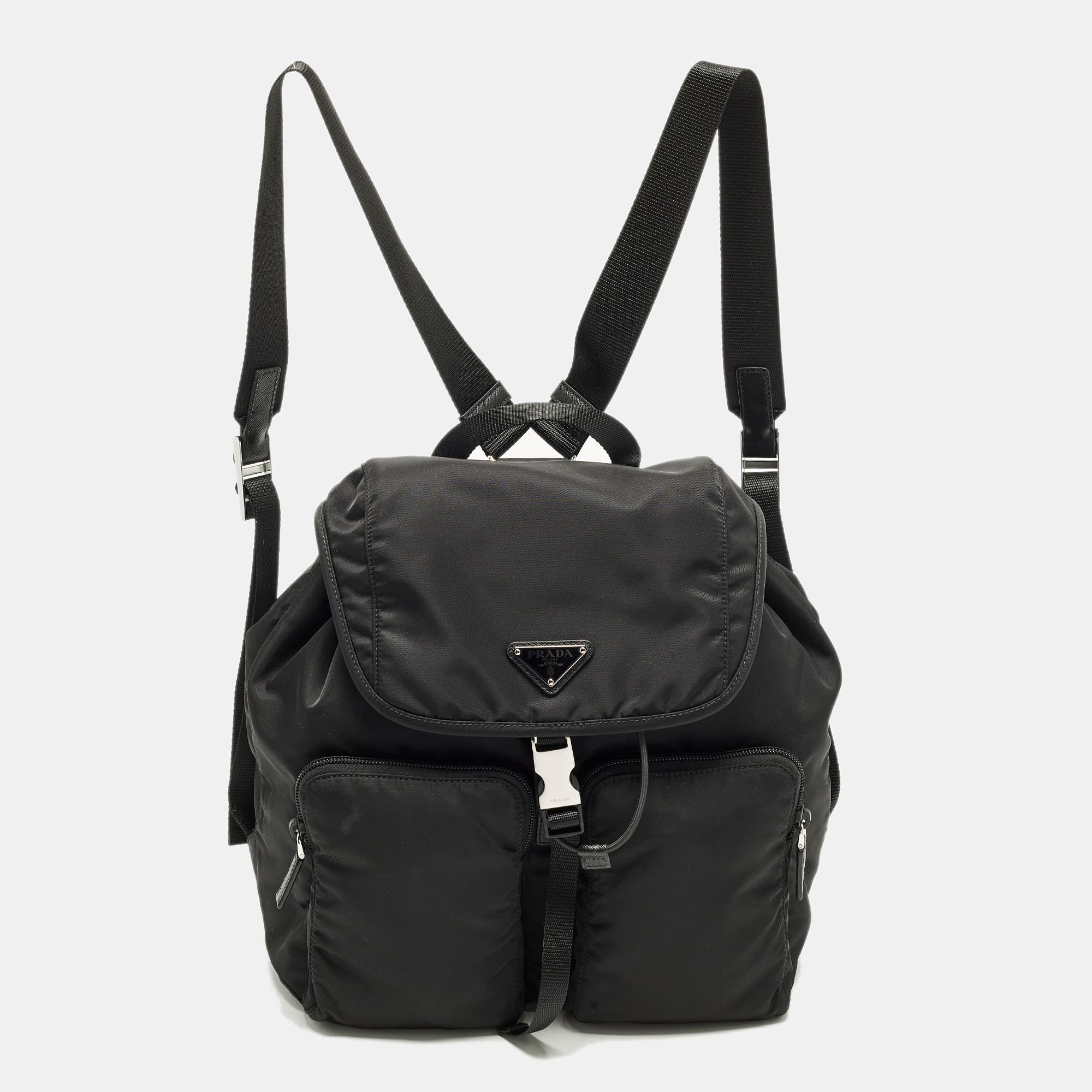 Prada Explore Drawstring Black Nylon Backpack
