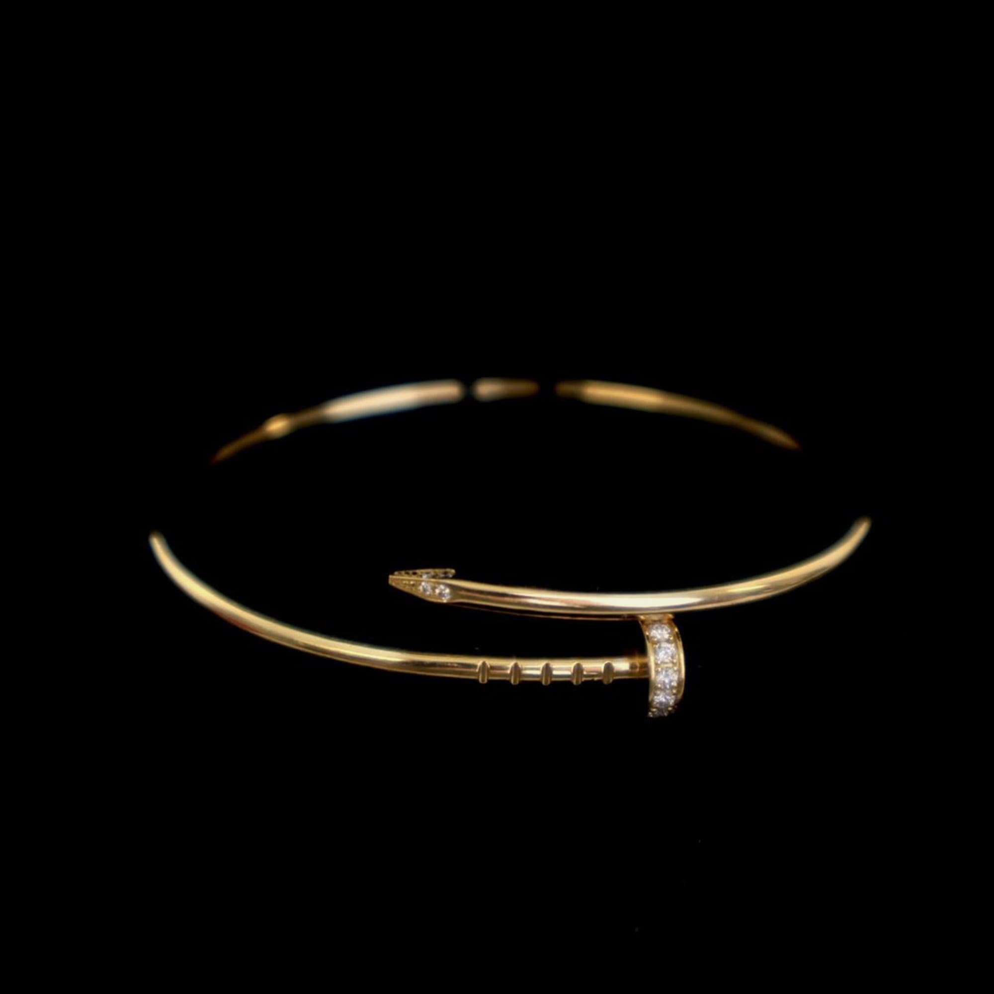 Cartier Small Model Diamond 18k Yellow Gold Juste Un Clou Bracelet Size 15 cm