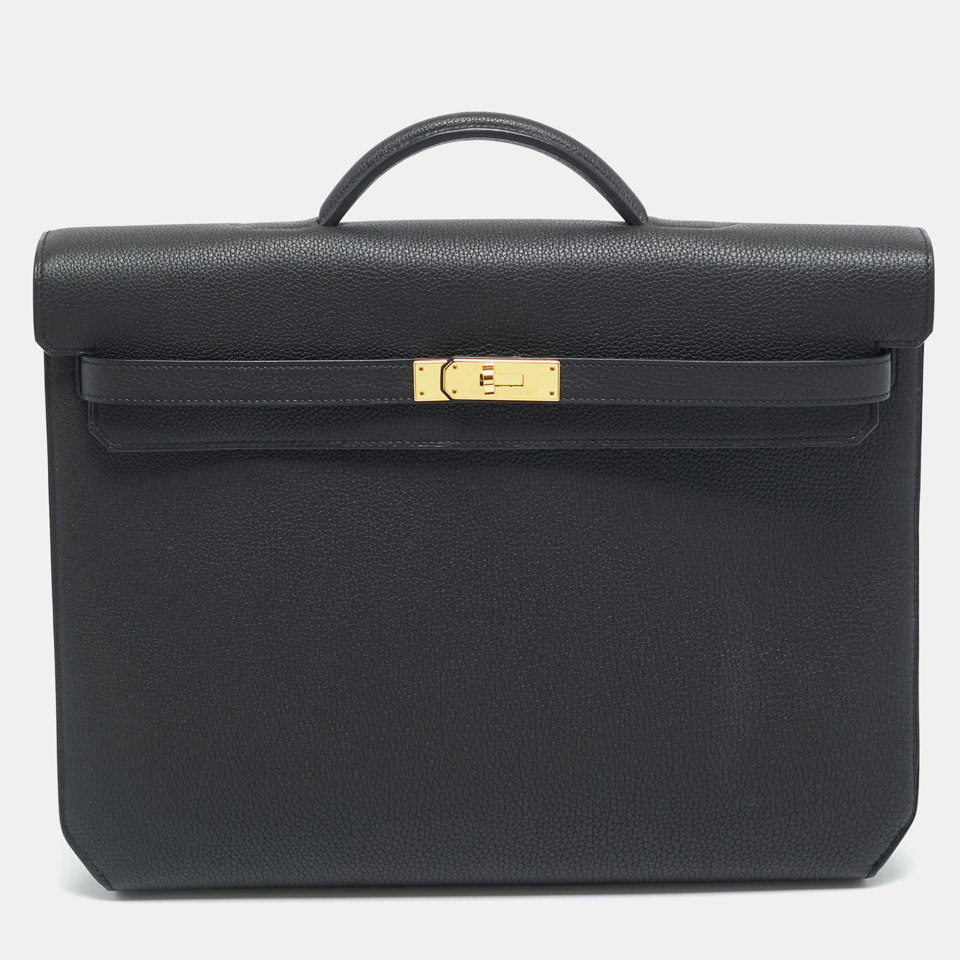Herm&egrave;s Kelly Depeches 36 Noir Togo Leather Briefcase