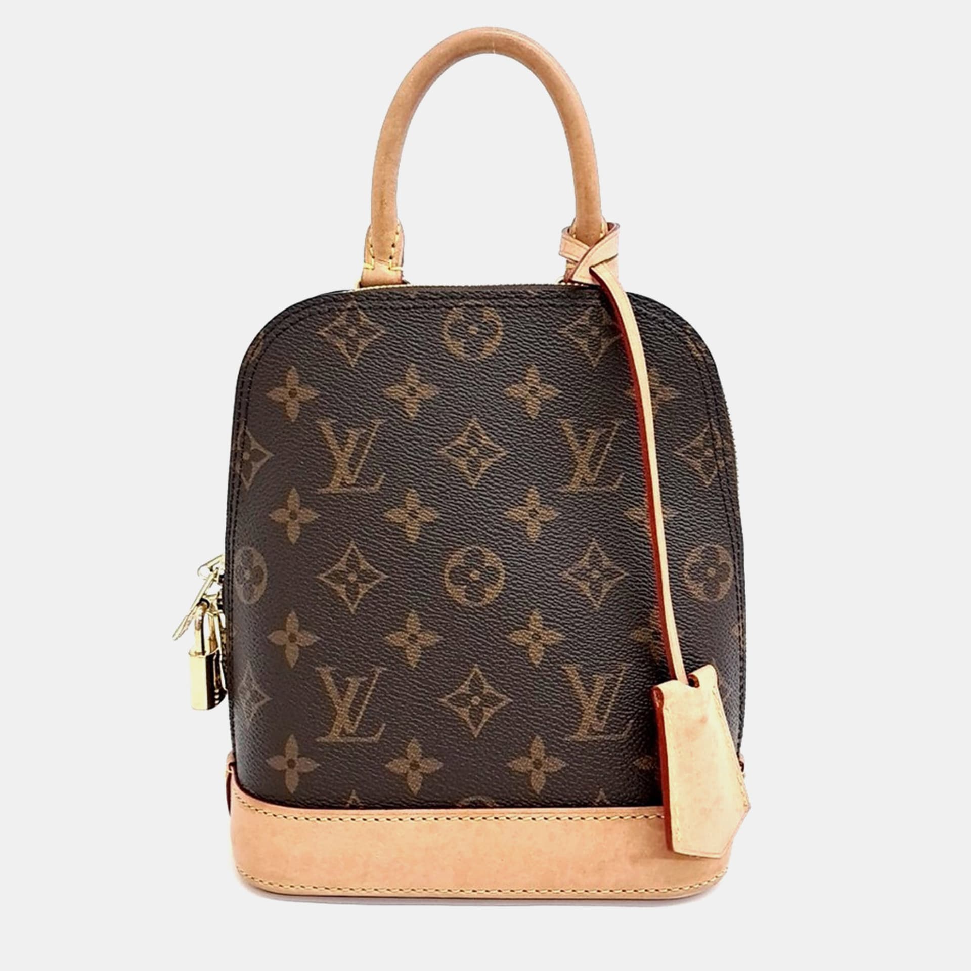 Louis Vuitton Alma Mini Monogram Canvas Brown Leather Top Handle Bag