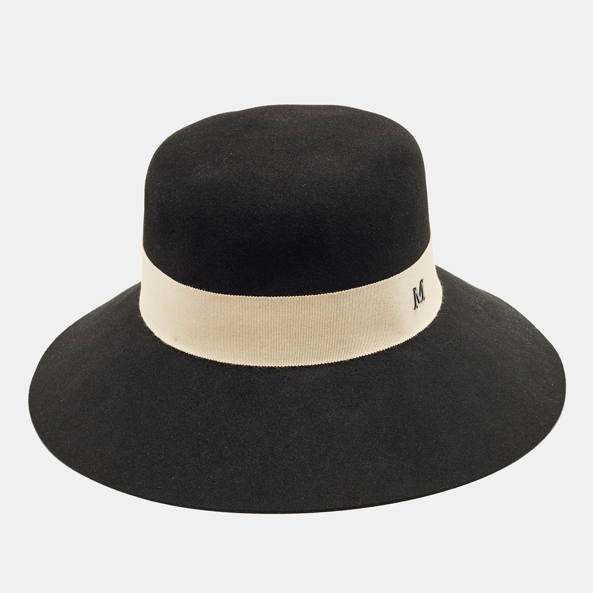 Maison Michel x Karl Langerfield Black Felt Kendall Fedora Hat S