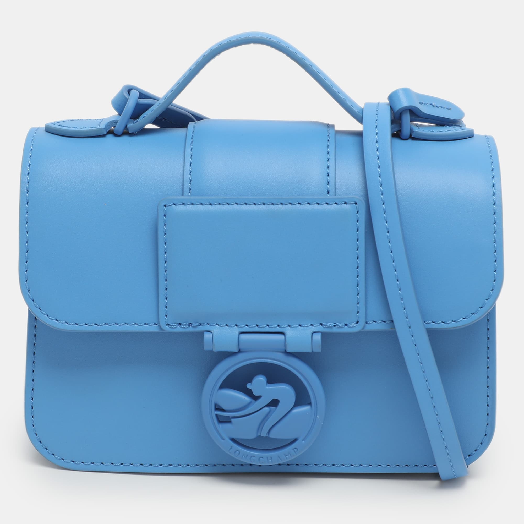 Longchamp Box Trot Blue Leather Shoulder Bag