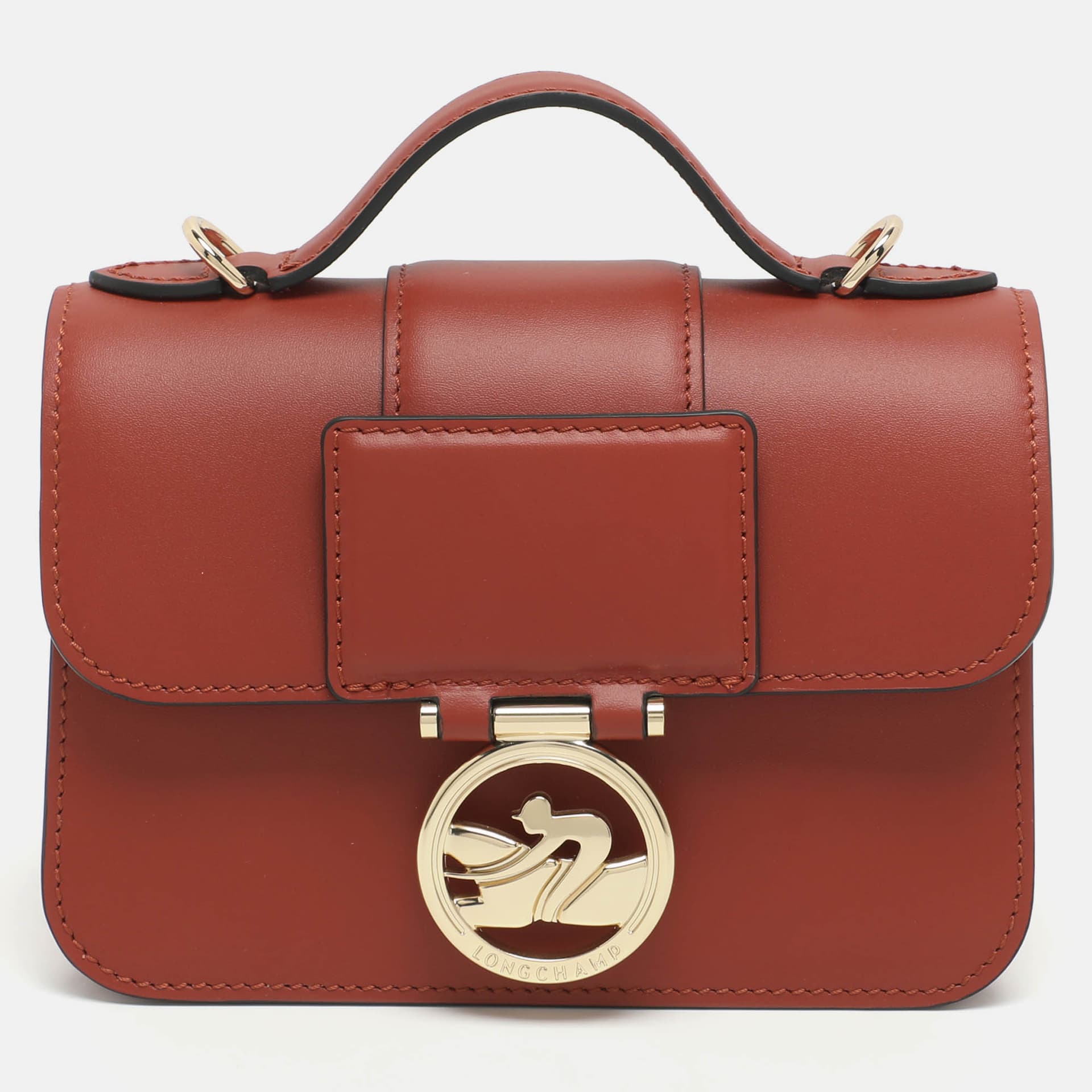 Longchamp Box Trot Brown Leather Shoulder Bag