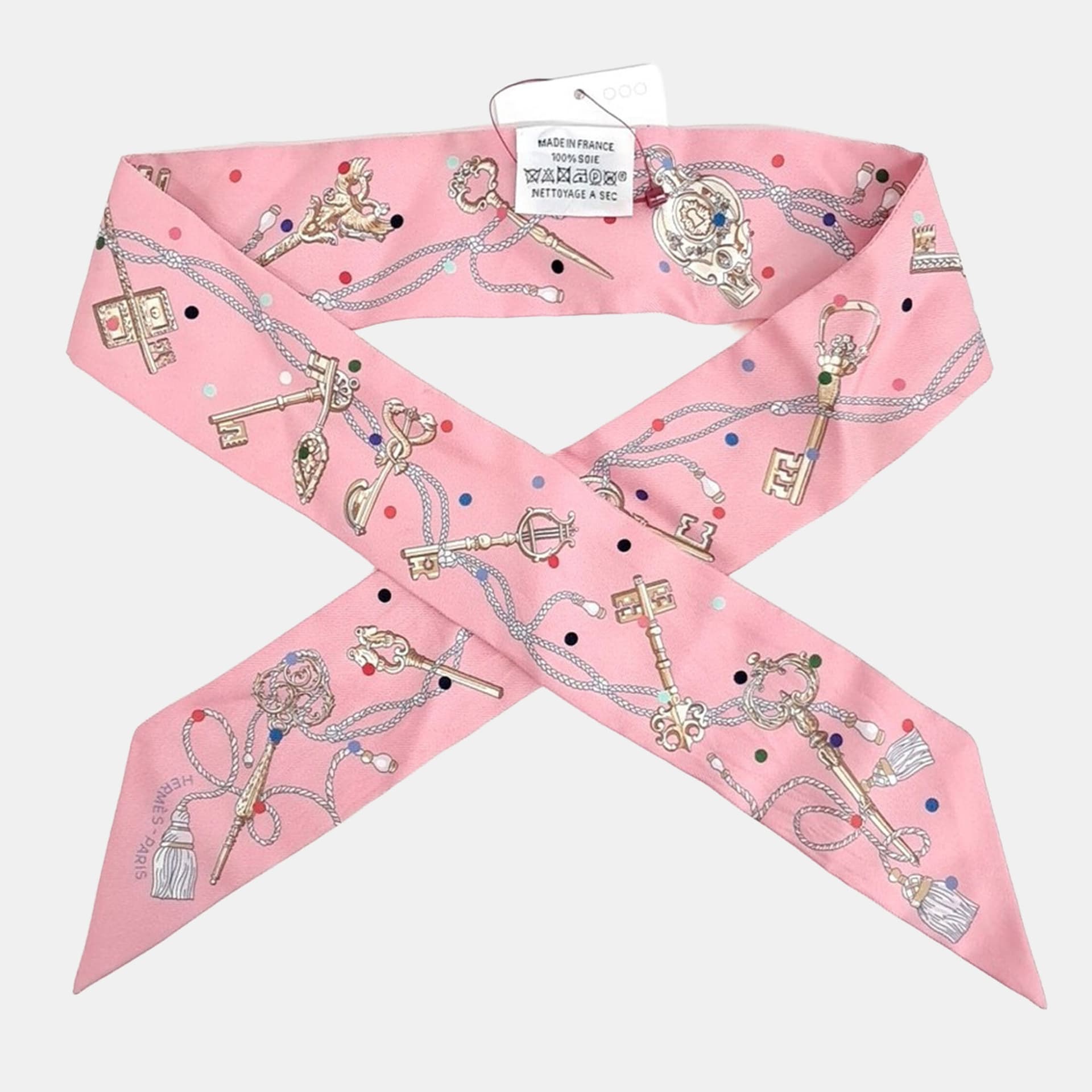 Hermes Pink Dot Silk Scarf