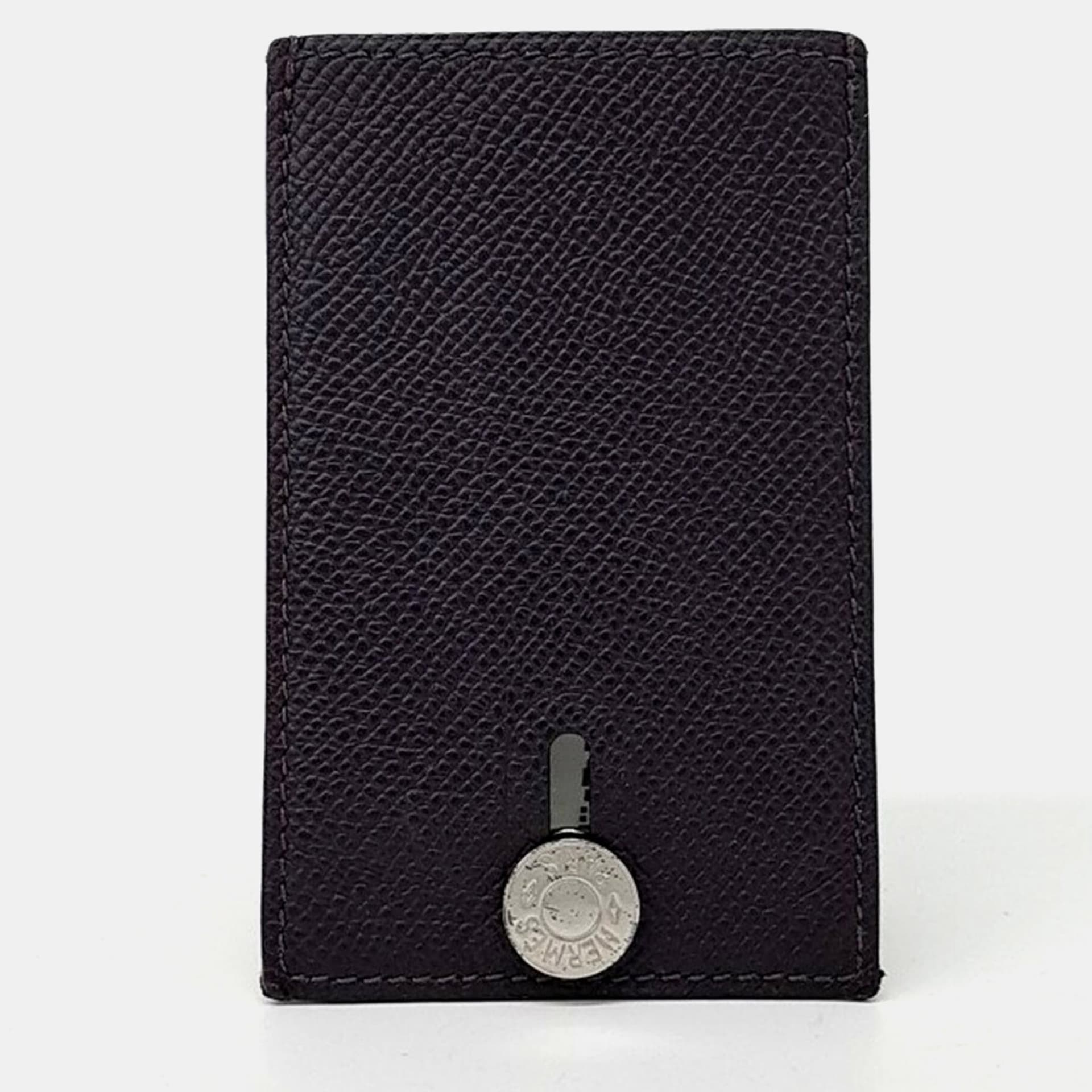 Hermes Diabolo Black Chevre Mysore Leather Card Holder Bag